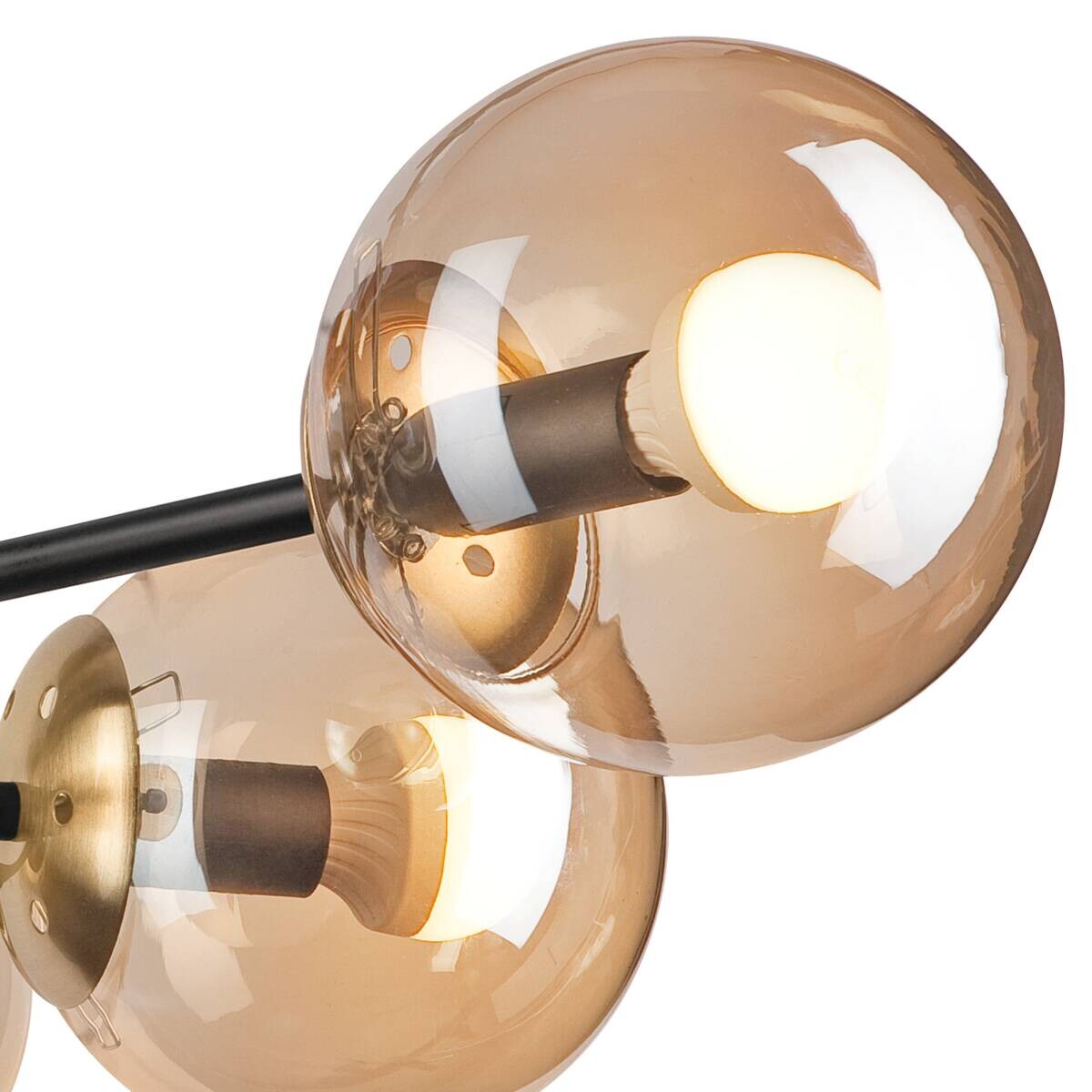 Lamkur Aufbauleuchte Malena gold schwarz Stahl Glas B/H/L: ca. 64x20x64 cm E14 6 Brennstellen