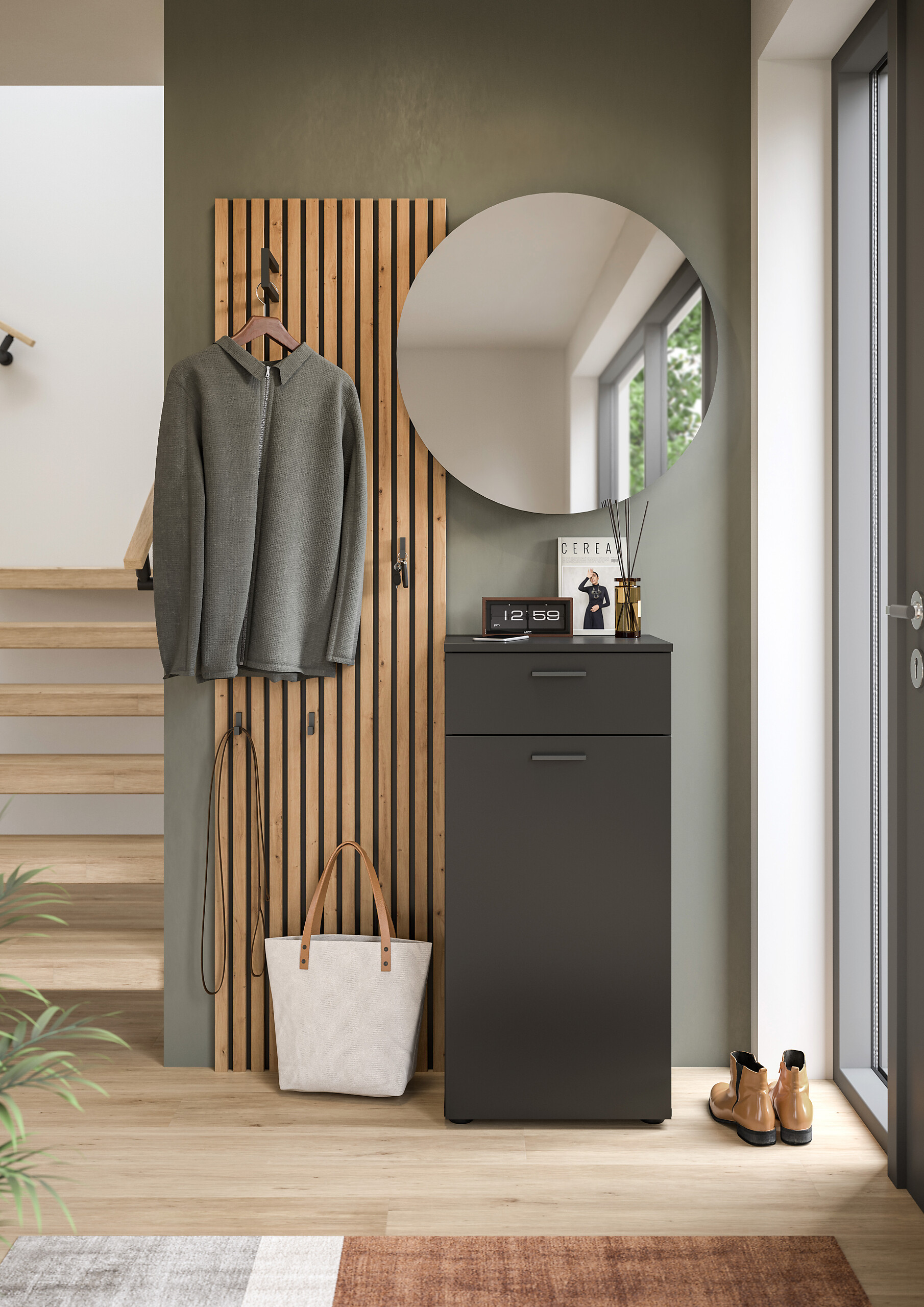 Garderobe Delton Basalt Eiche Artisan Nachbildung B/H/T: ca. 96x192x37 cm Garderobe Delton Basalt Eiche Artisan Nachbildung B/H/T: ca. 96x192x37 cm