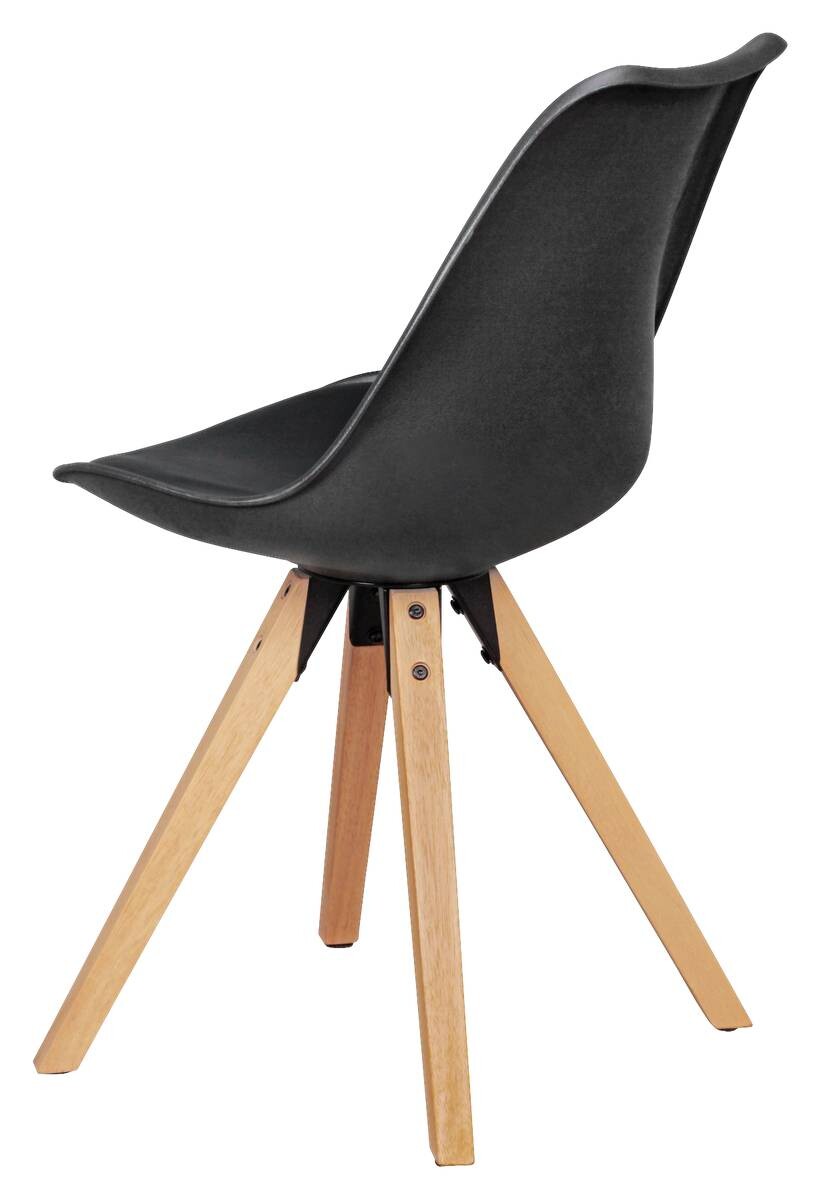 Stuhl 2er-Set schwarz schwarz natur Kunststoff Kunstleder Echtholz B/H/T: ca. 49x87x52 cm