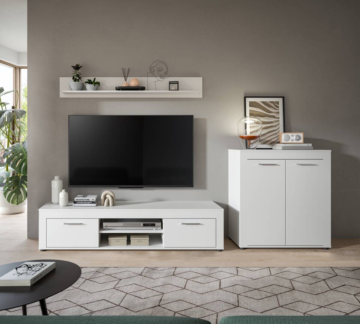 Wohnwand Jam weiß B/H/T: ca. 255x159x35 cm