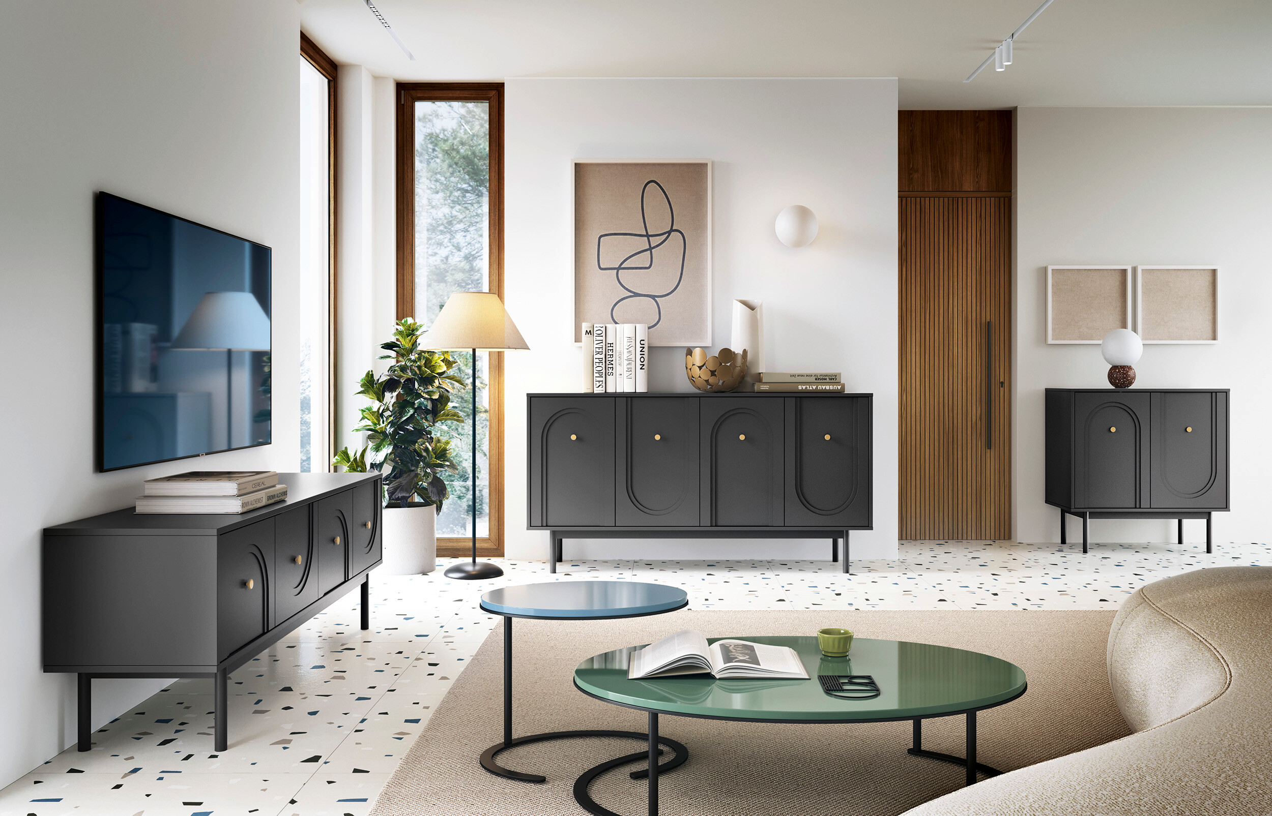 Kommode MAZOMA schwarz gold Optik B/H/T: ca. 154x82x39 cm Kommode MAZOMA schwarz gold Optik B/H/T: ca. 154x82x39 cm