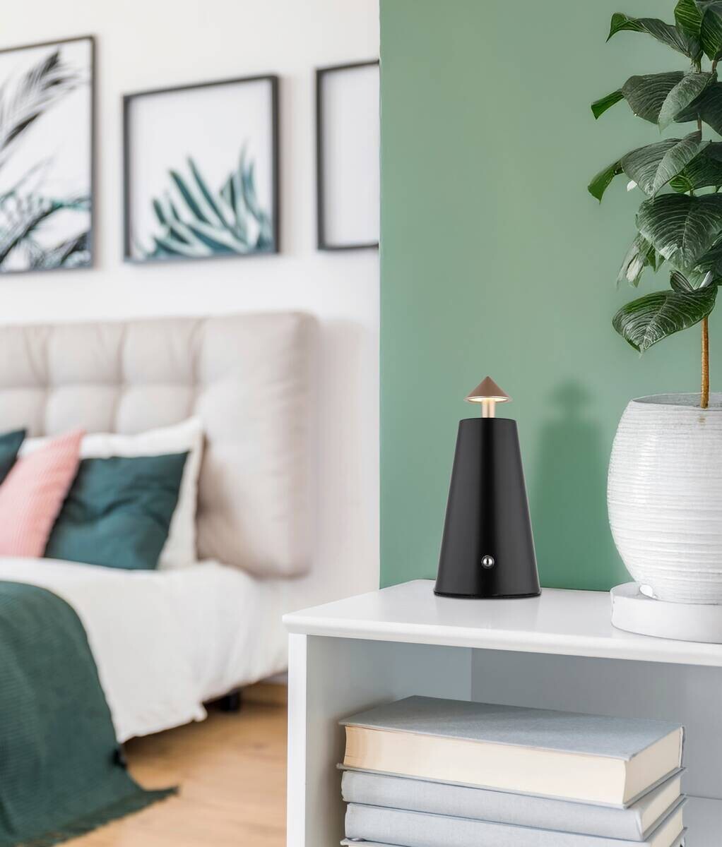 GLOBO LED-Tischleuchte mattschwarz schwarz Cappuccino Metall Kunststoff Stein H/D: ca. 19x9 cm 1 Brennstellen