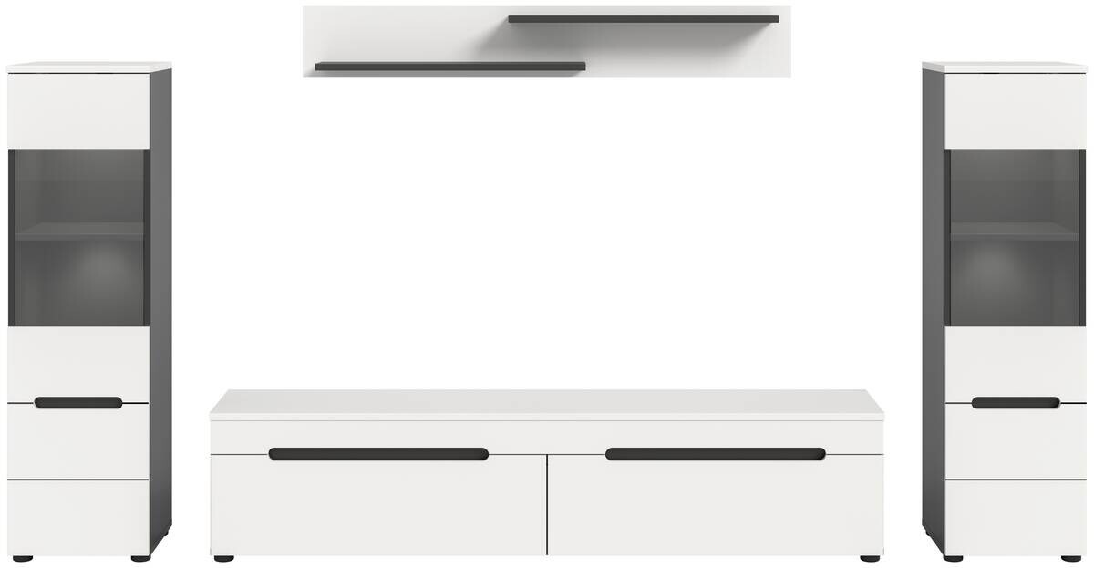 Wohnwand Canu basaltgrau weiß B/H/T: ca. 272x141x33 cm