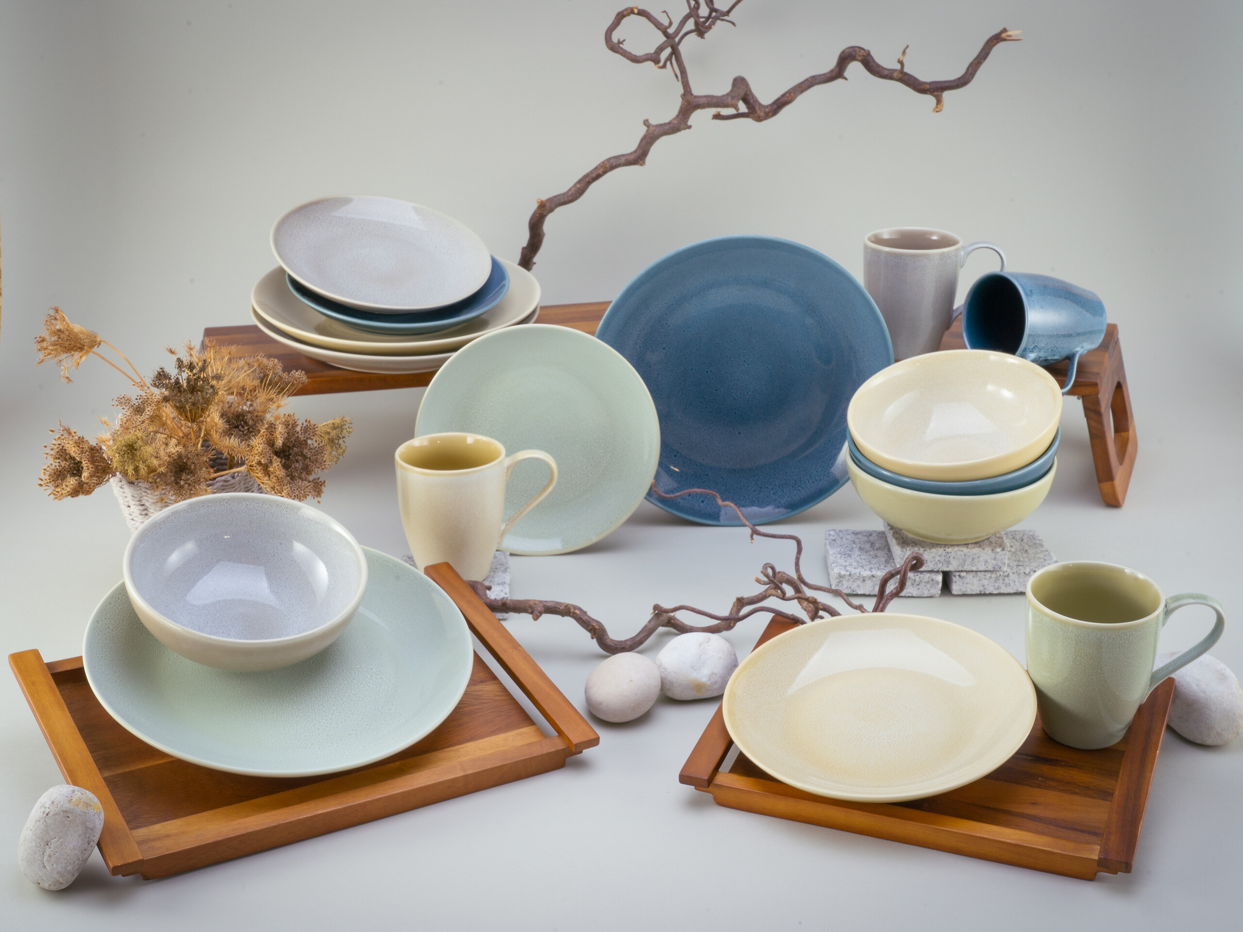 CreaTable Kombiservice Reactive Nordic multicolor Steinzeug 16 tlg.