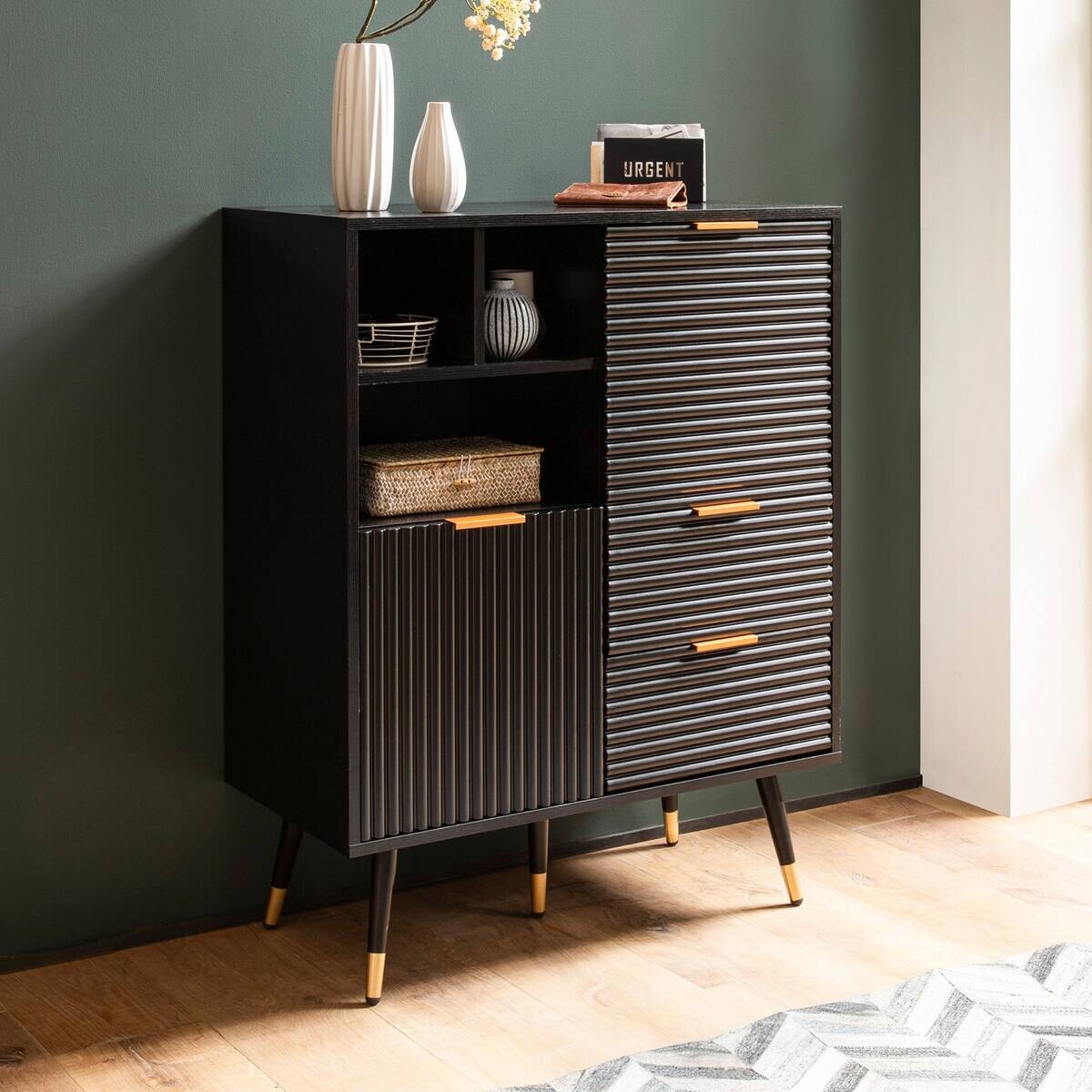 Sideboard schwarz B/H/T: ca. 77x97x40 cm
