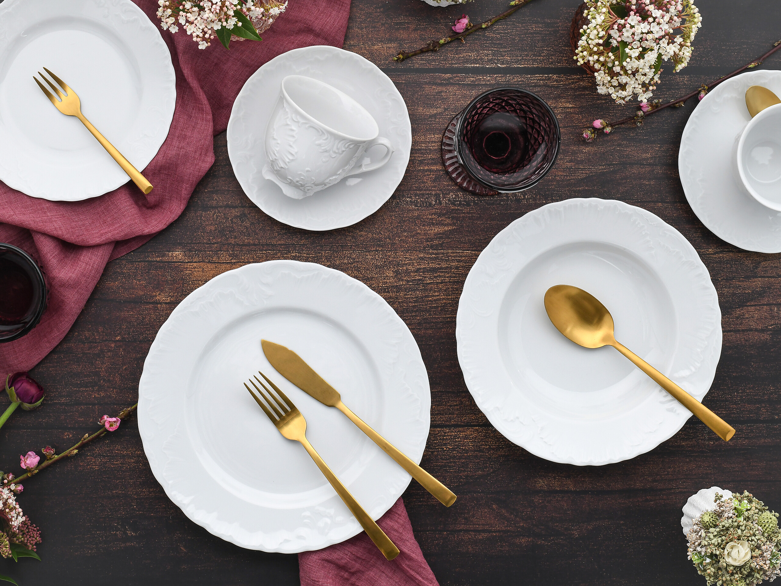 CreaTable Kombiservice Rokoko weiß Porzellan 30 tlg.