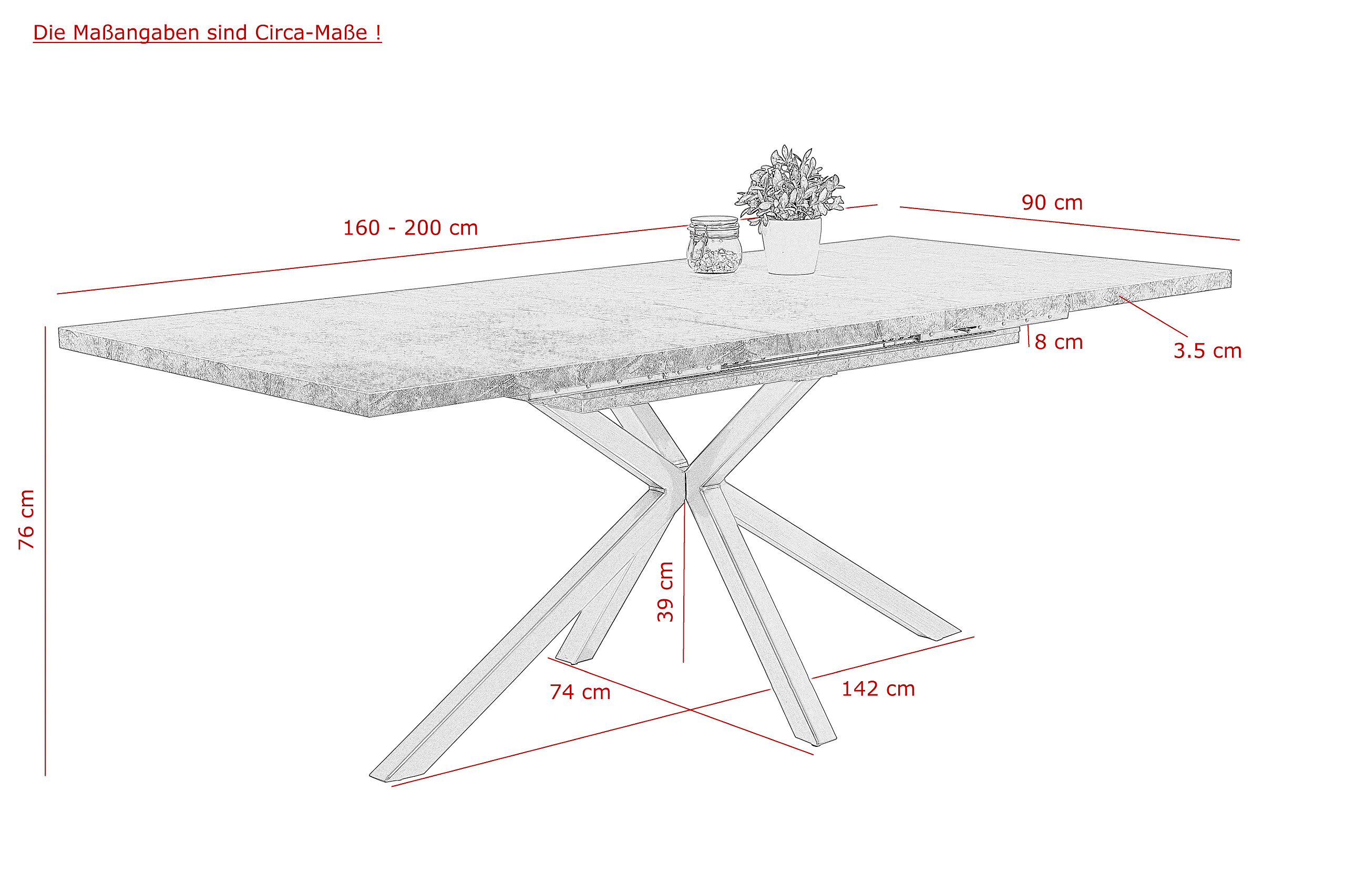 Esstisch Malou I Eiche schwarz B/H/T: ca. 200x76x90 cm