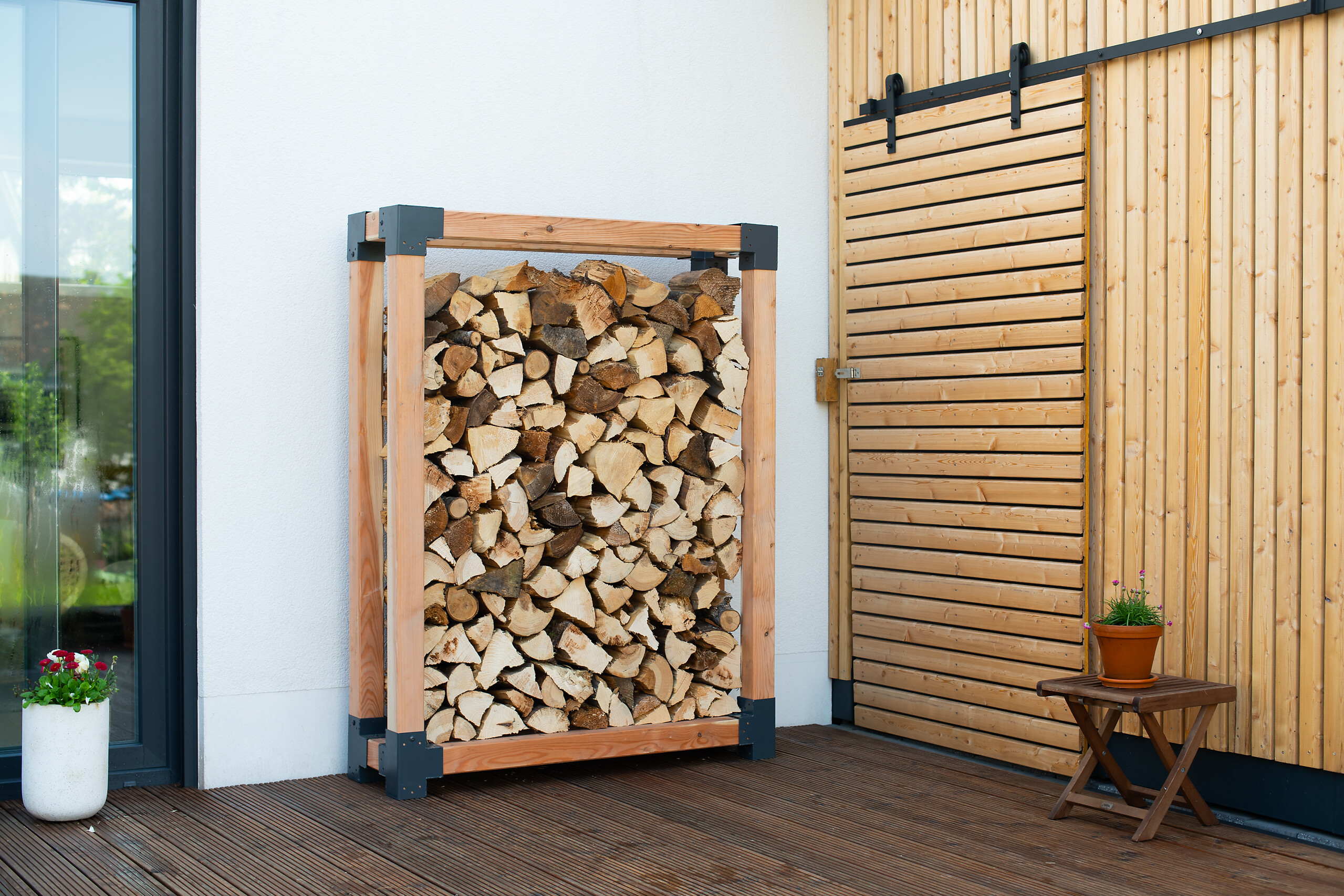 Westmann Kaminholzregal Michel natur B/H/L: ca. 40x180x138 cm