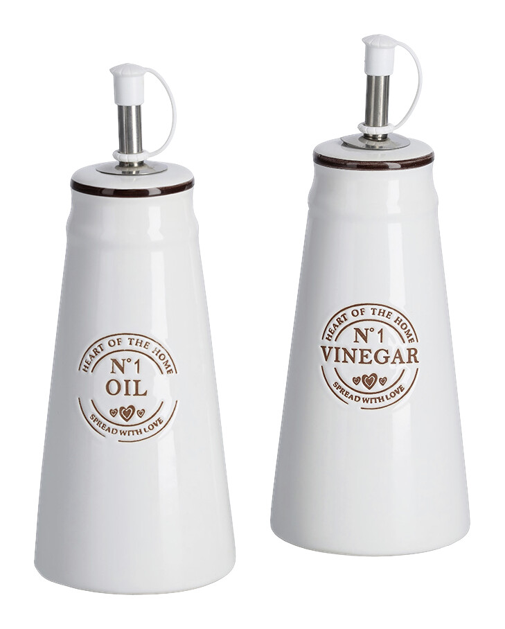Zeller Essig-und Ölflaschen-Set weiß Keramik