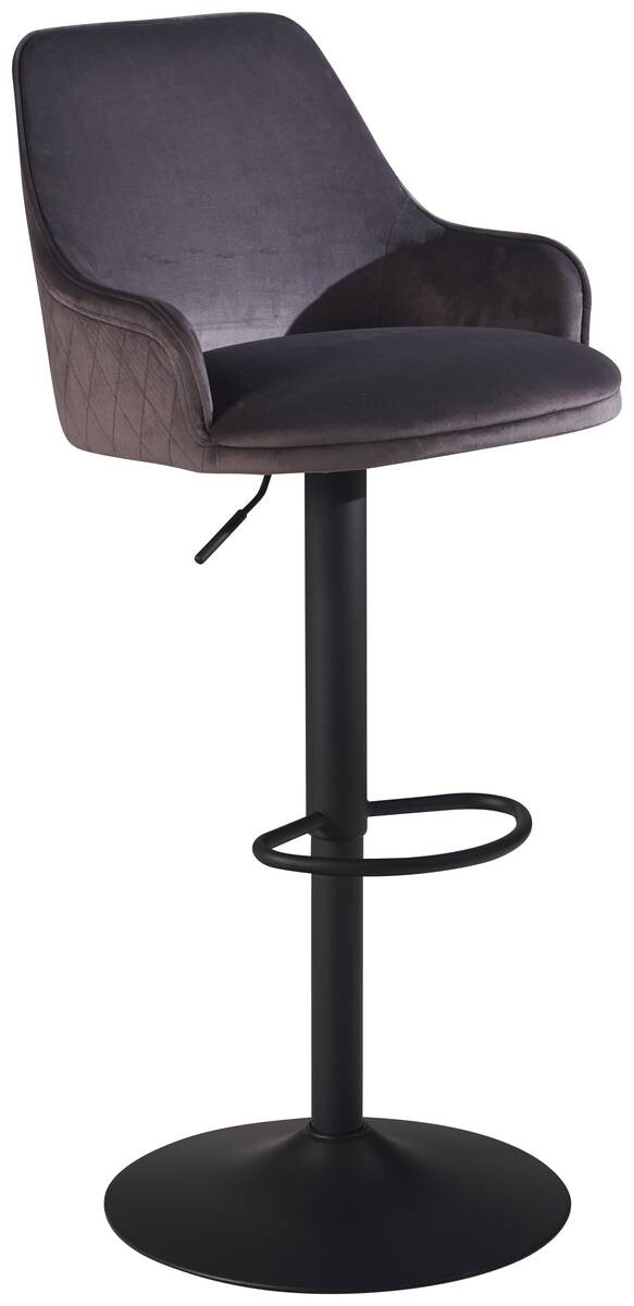 Barhocker grau schwarz Samt Eisen B/H/T: ca. 45x106x45 cm