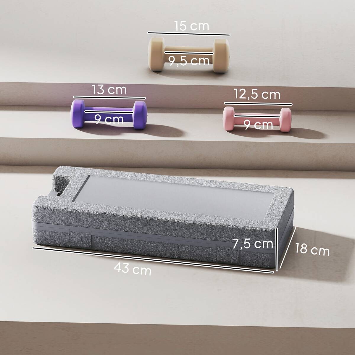 HOMCOM Kurzhanteln kaffee Kunstleder B/H/L: ca. 18x7,5x43 cm