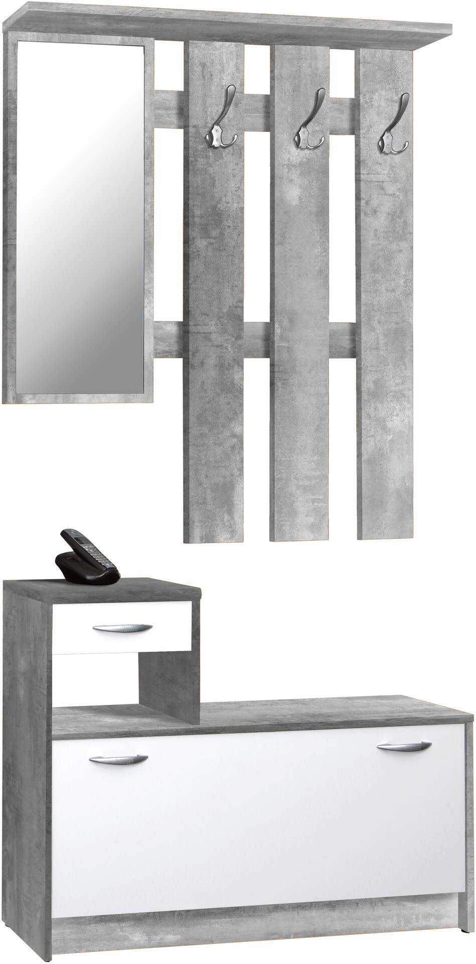 Garderobe Rudolf Beton Optik weiß B/H/T: ca. 100x180x25 cm