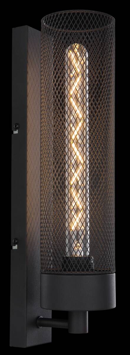 GLOBO Wandleuchte mattschwarz Metall B/H: ca. 9,5x41 cm E27 1 Brennstellen