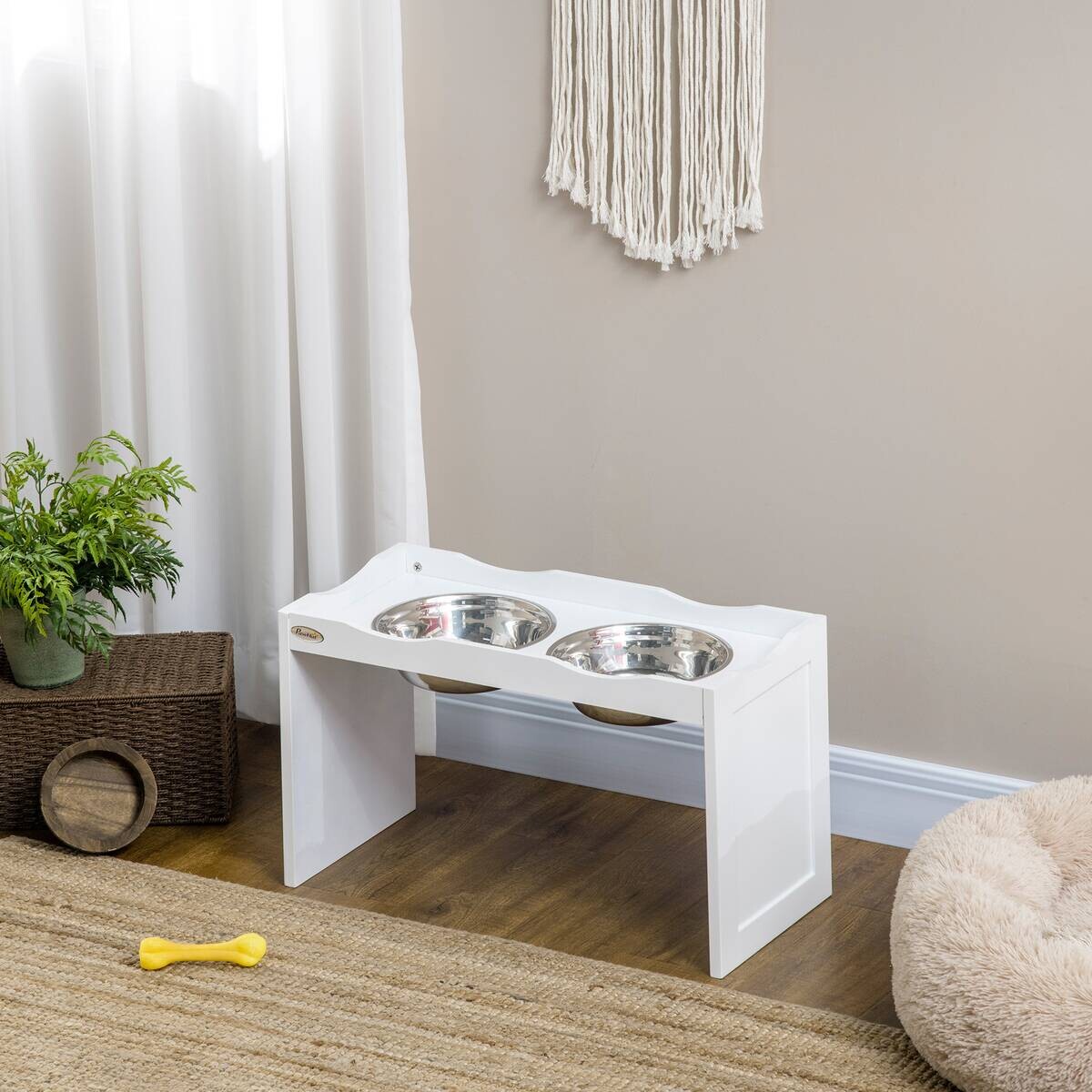 PawHut Hundenapf weiß Edelstahl B/H/L: ca. 30x38x63 cm