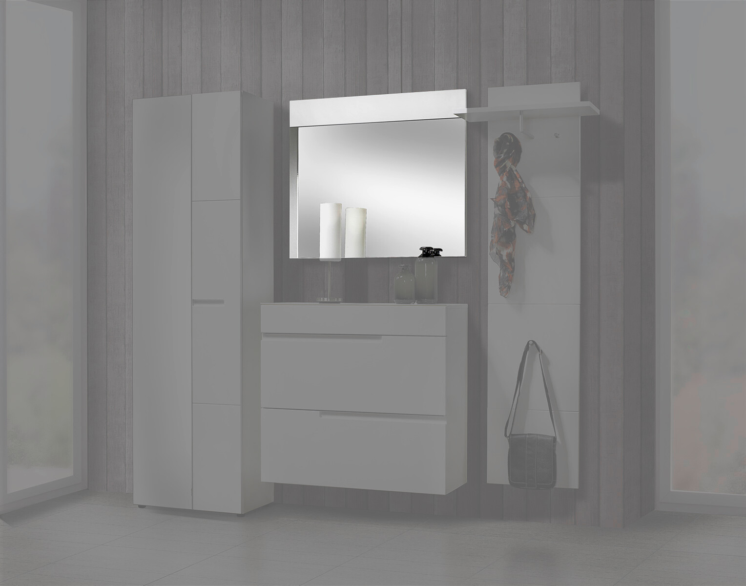 Wandspiegel Mailand weiß Hochglanz B/H: ca. 90x78 cm