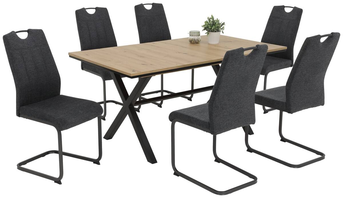 Stuhl 4er Set BRITTA anthrazit grau Microfaser Metall B/H/T: ca. 44x100x59 cm