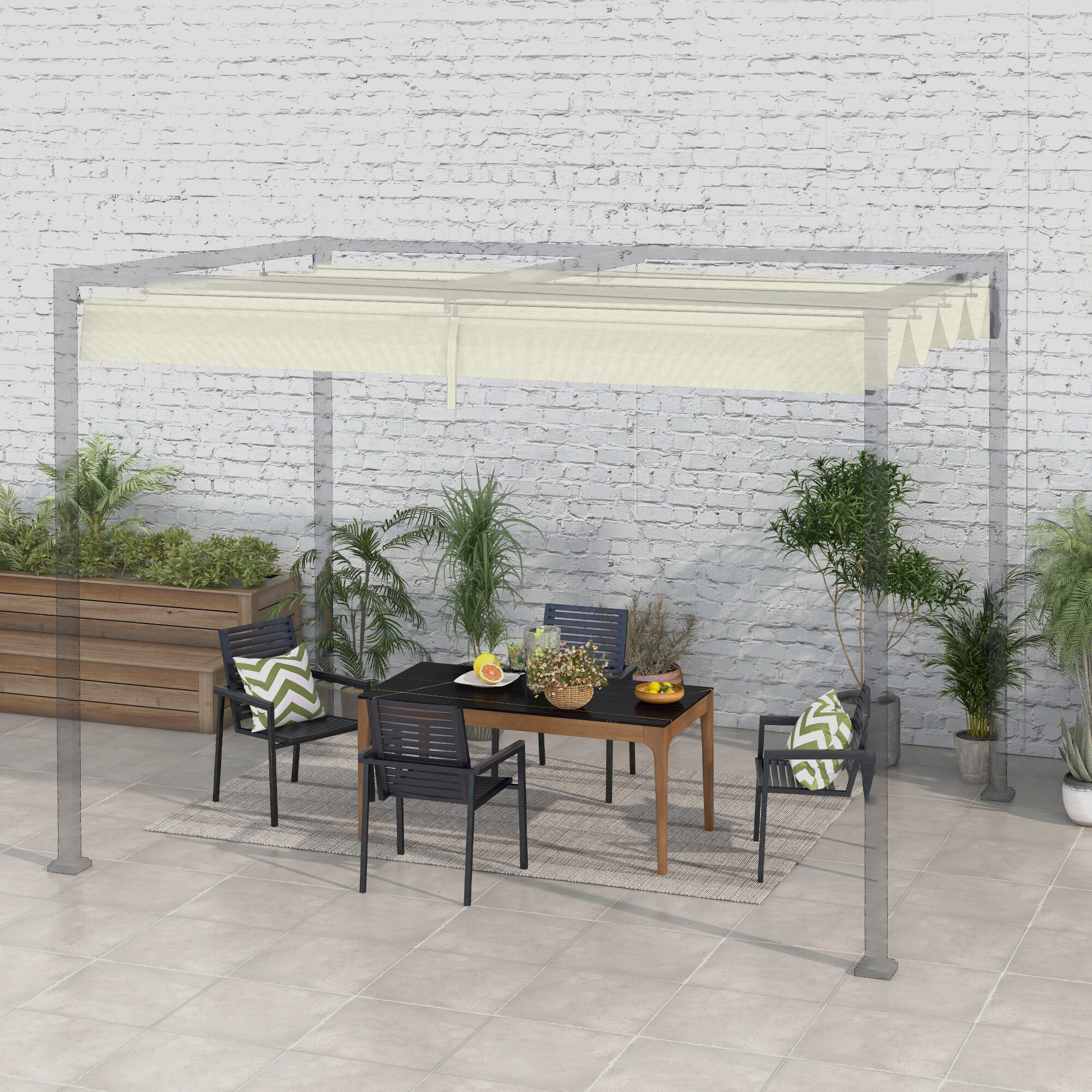 Outsunny Ersatzdach cremeweiß Polyester B/H/L: ca. 245x23x286 cm