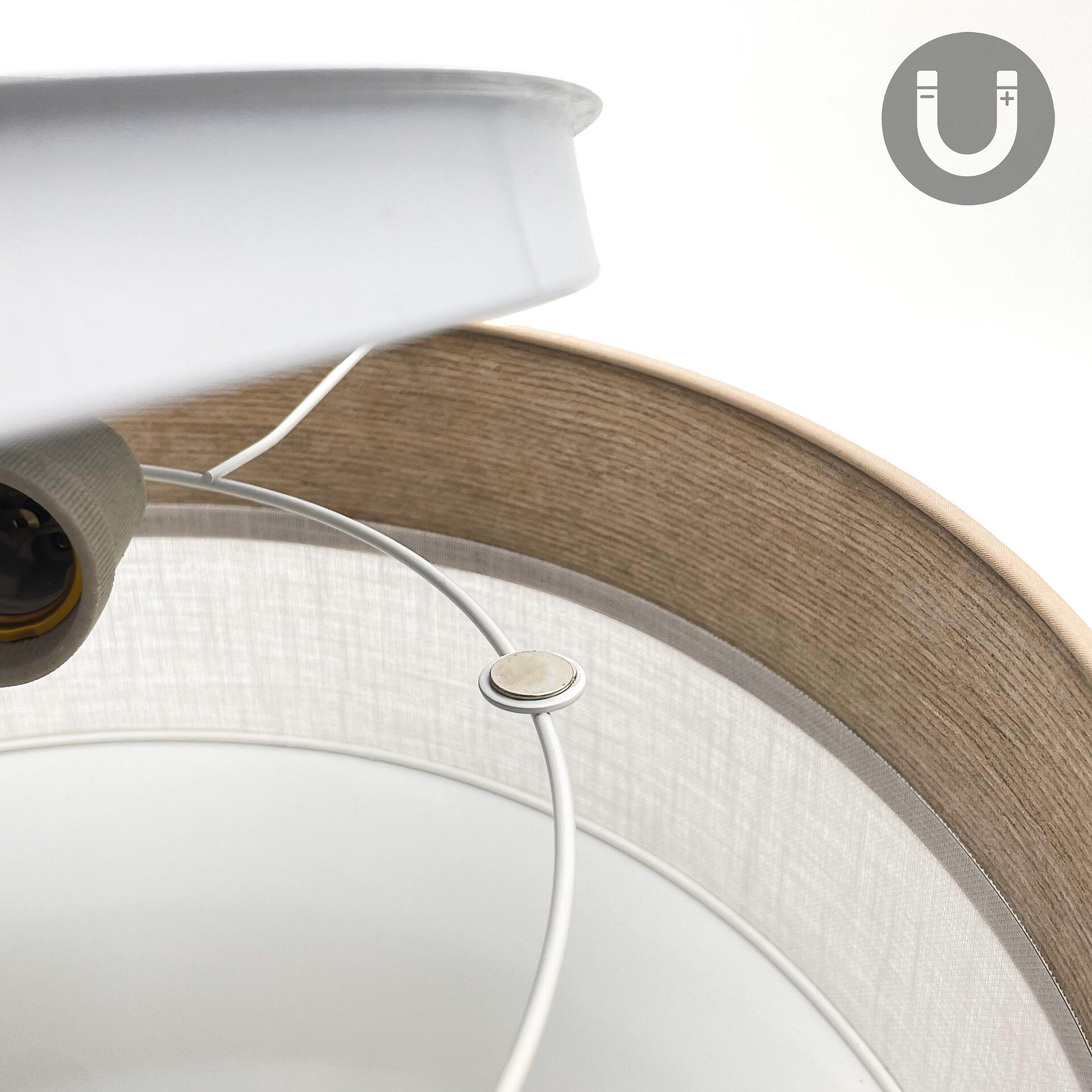 Lamkur Deckenleuchte weiß Eiche PVC Holz B/H/L: ca. 35x15x35 cm E27 1 Brennstellen