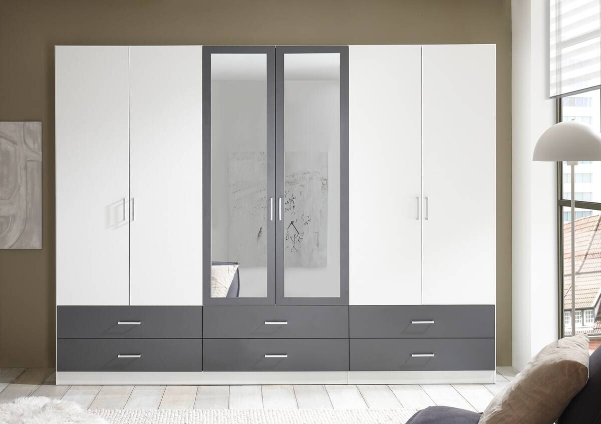 Kleiderschrank Janne weiß Graphit B/H/T: ca. 272x211x55 cm