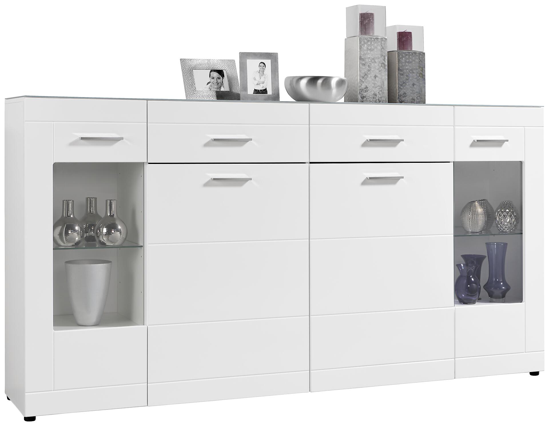 Highboard Atlanta weiß Hochglanz perlweiß Optik B/H/T: ca. 210x111x40 cm