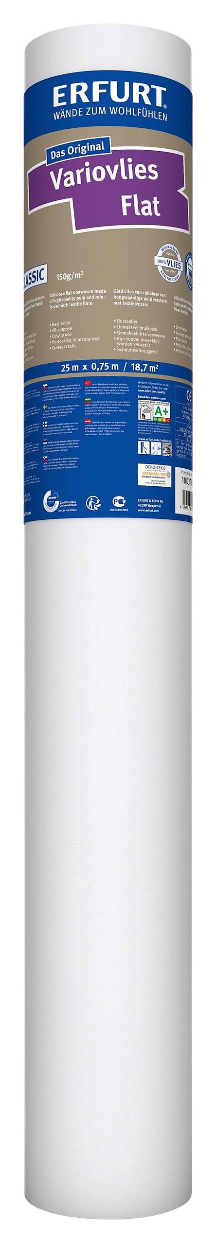 Erfurt Vliestapete Variovlies Flat Classic weiß B/L: ca. 75x2500 cm