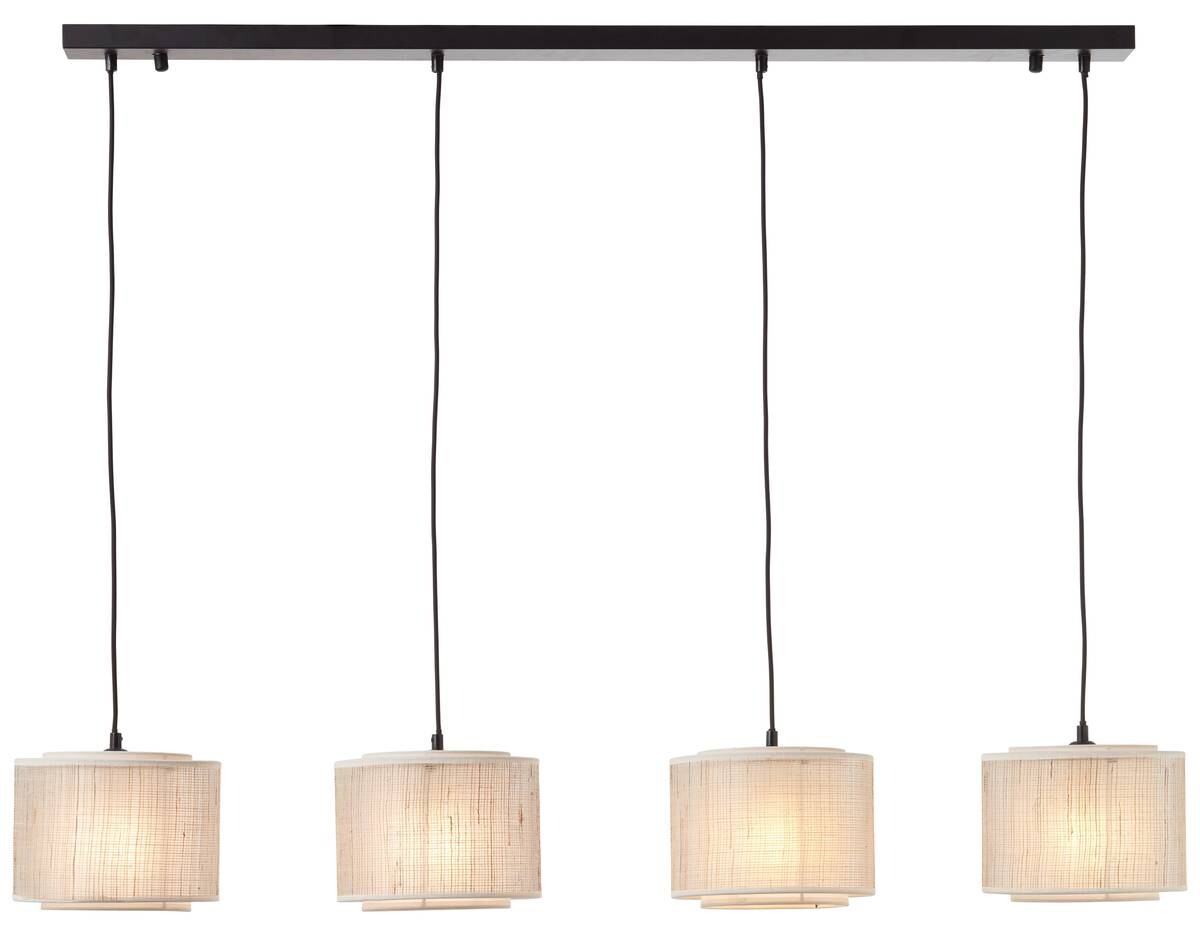 Brilliant Pendelleuchte Odar 99482/09 schwarz beige natur Metall Textil Papier B/H/T: ca. 125x113,5x22 cm E27 4 Brennstellen