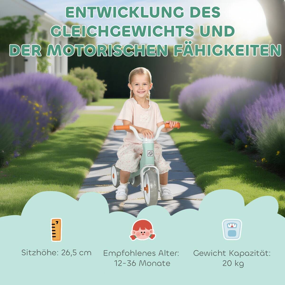 AIYAPLAY Kinderlaufrad grün B/H/L: ca. 40x49x69 cm