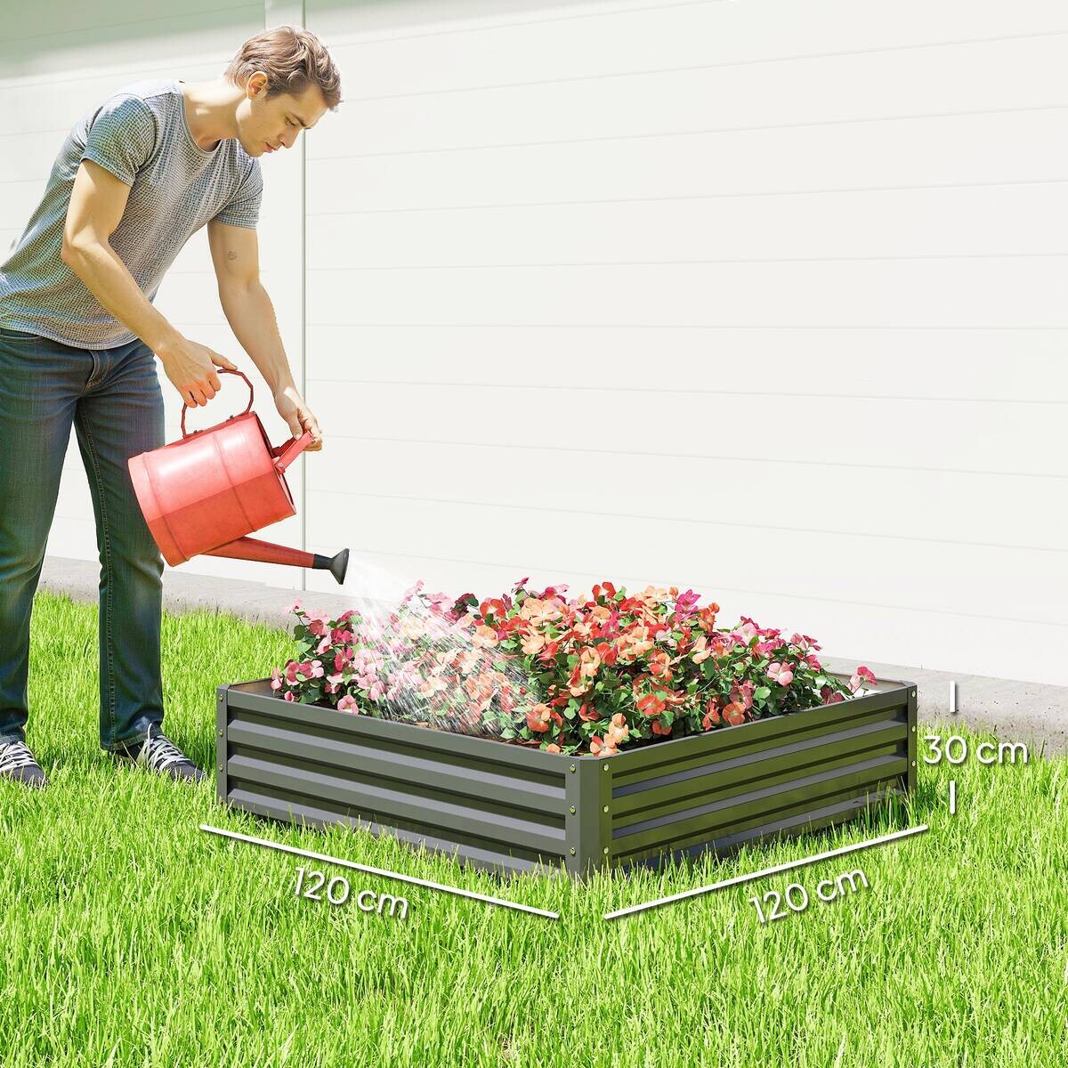 Outsunny Hochbeet hellgrau B/H/L: ca. 120x30x120 cm