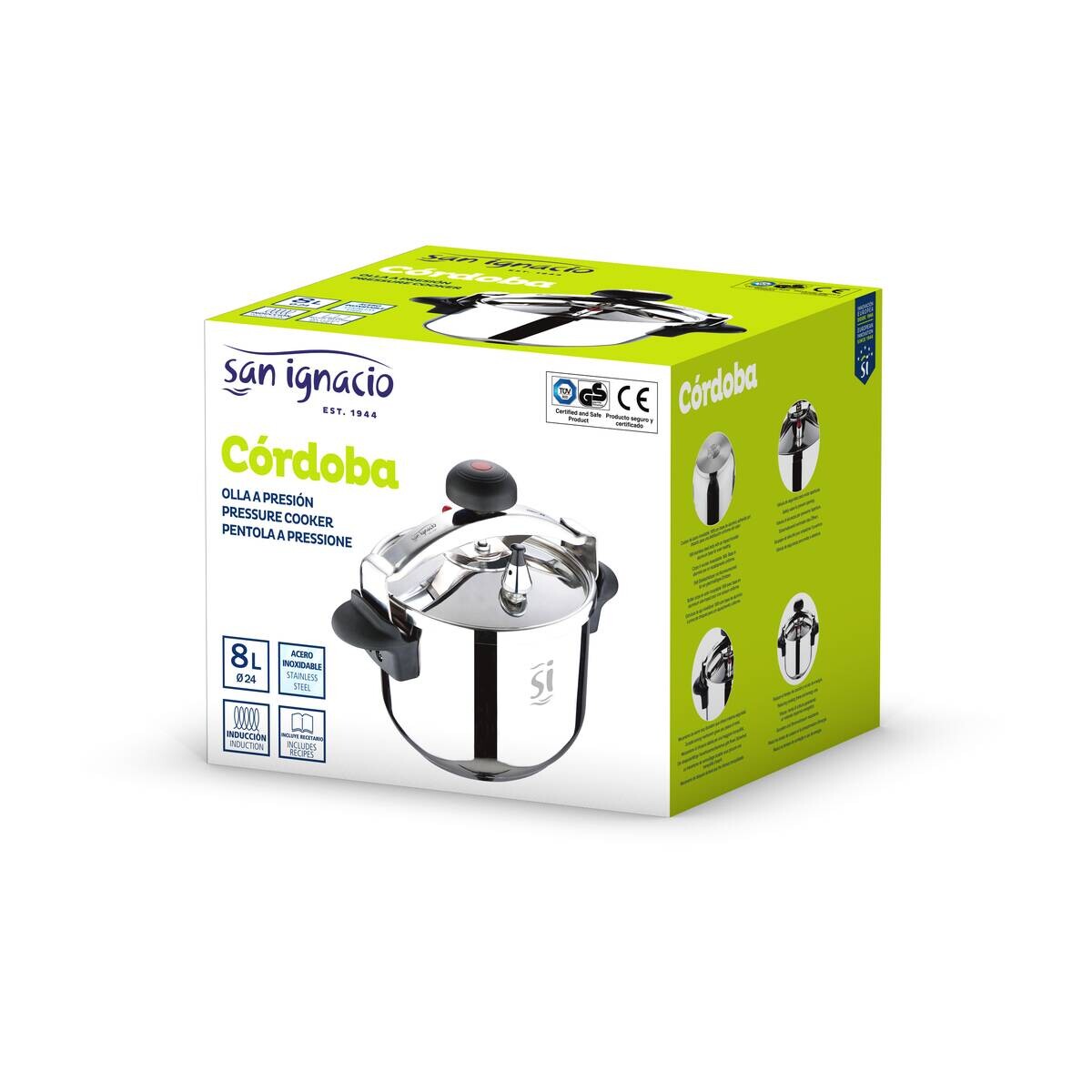 SAN IGNACIO Schnellkochtopf Córdoba silber Edelstahl B/H/L: ca. 26,7x25,8x29,8 cm