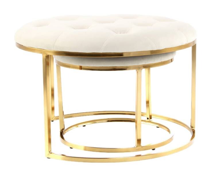 360 Living Hocker Becky 800 2er elfenbein gold Metall Samt H/D: ca. 41x60 cm