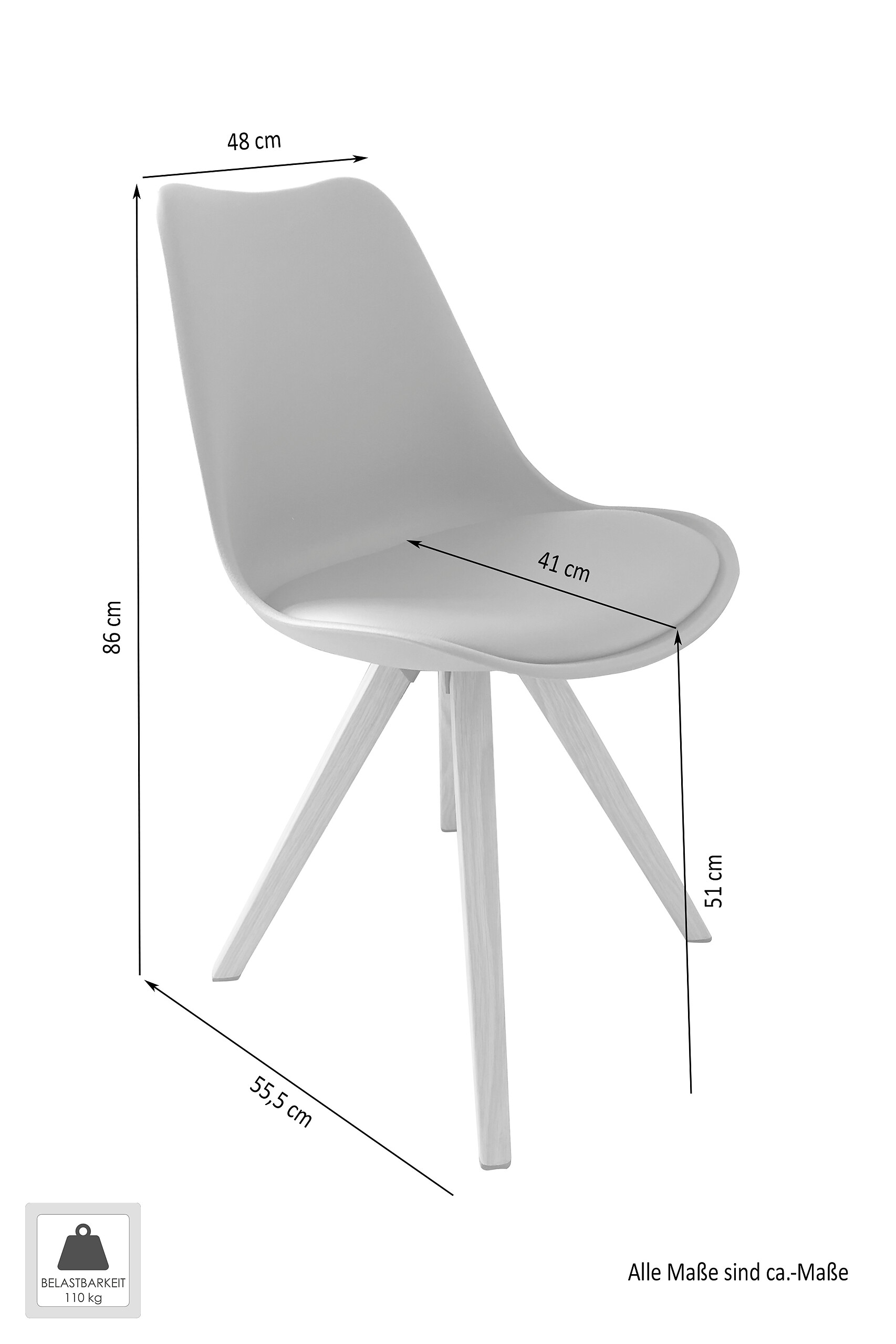 Stuhl KIRA  2er-Set schwarz Kunststoff B/H/T: ca. 48x86x55,5 cm