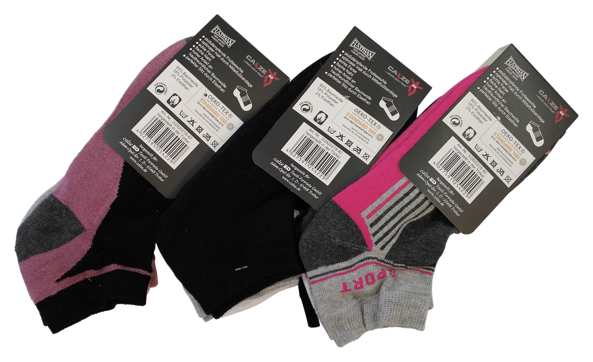Damen-Socken sortiert 3 Packstücke Größe 39-42