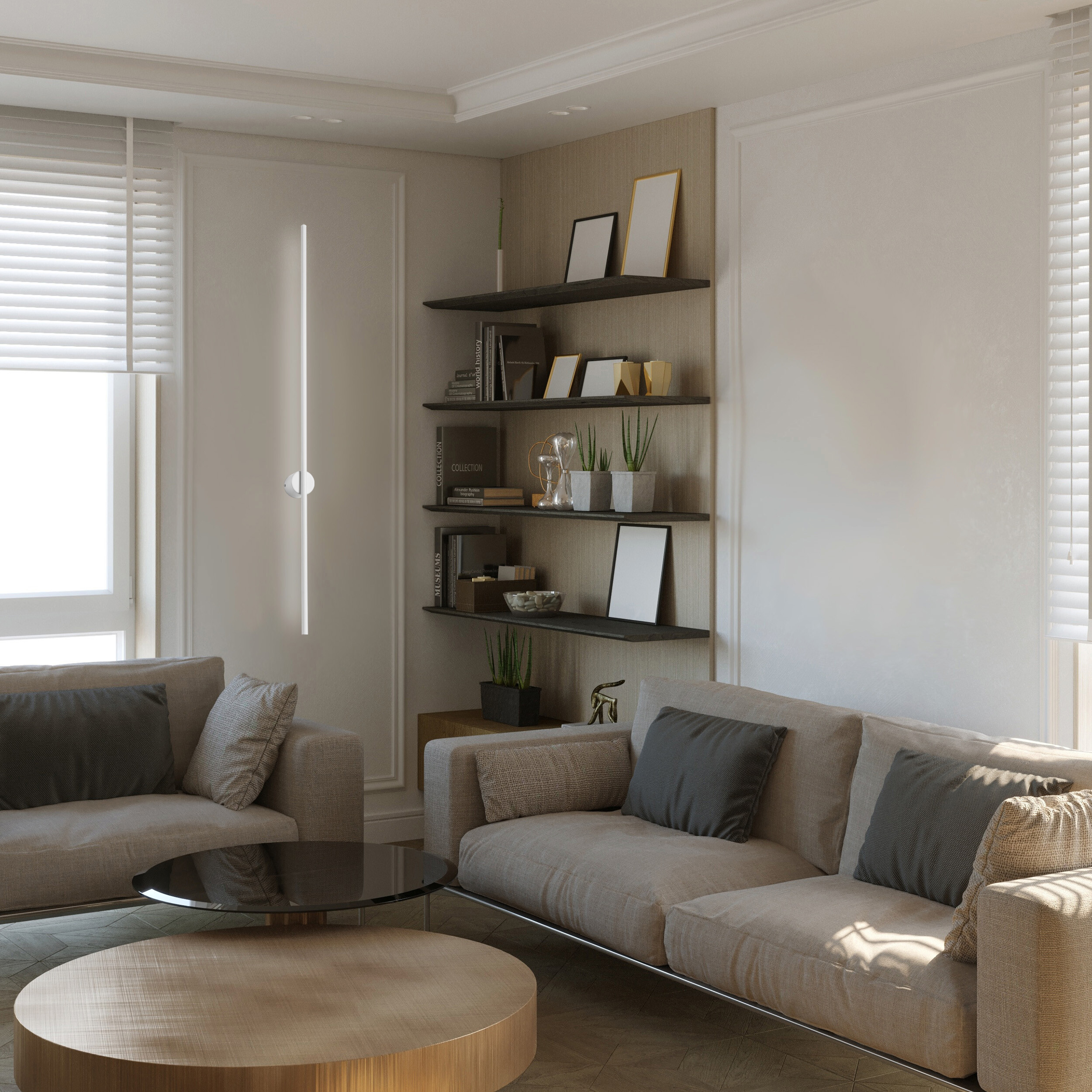 Lamkur LED-Wandleuchte weiß PVC Holz B/H/L: ca. 7x120x7 cm