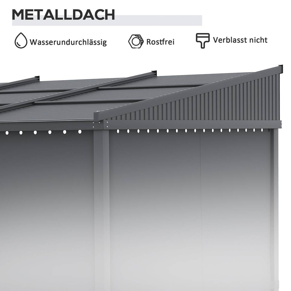 Outsunny Pergola mit Schiebeelementen grau Polyester B/H/L: ca. 255x242x365 cm