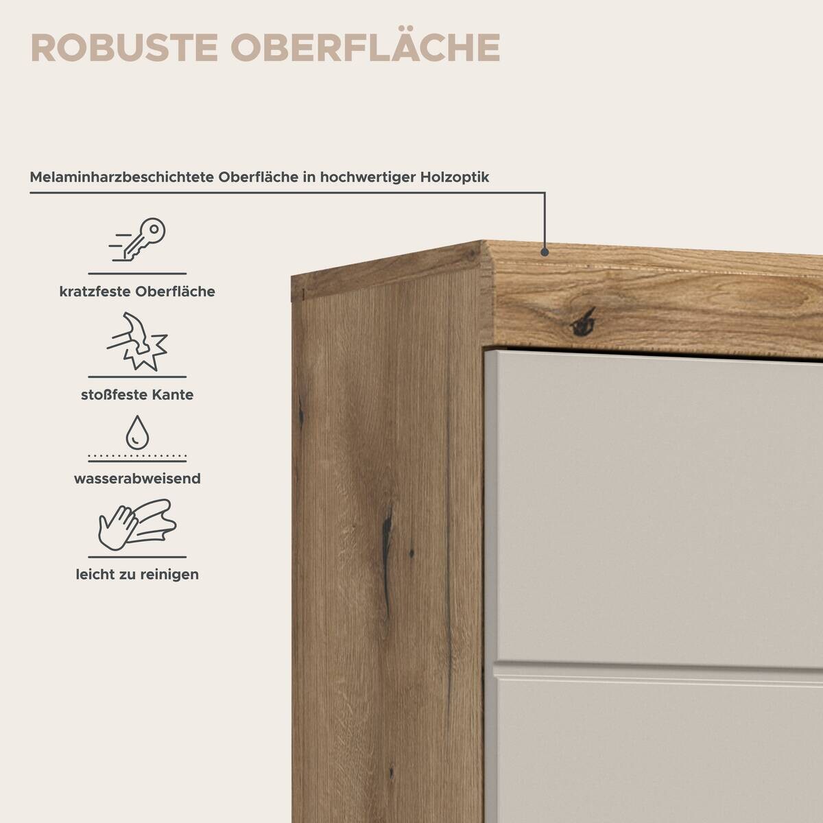 Badhängeschrank Scout Evoke Oak Nachbildung Kaschmirgrau Nachbildung B/H/T: ca. 37x79x24 cm