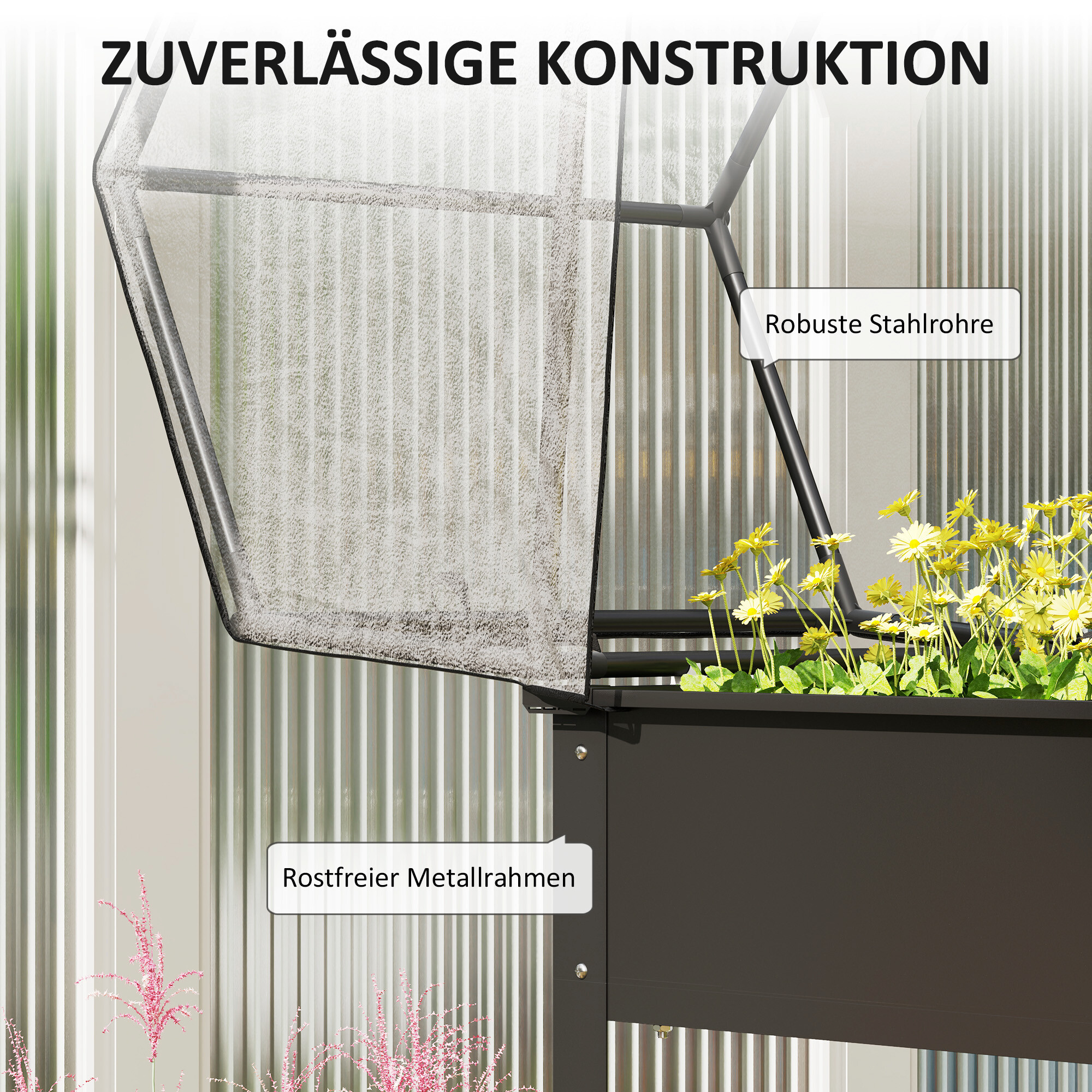 Outsunny Hochbeet schwarz Stahl B/H/L: ca. 60x120x60 cm