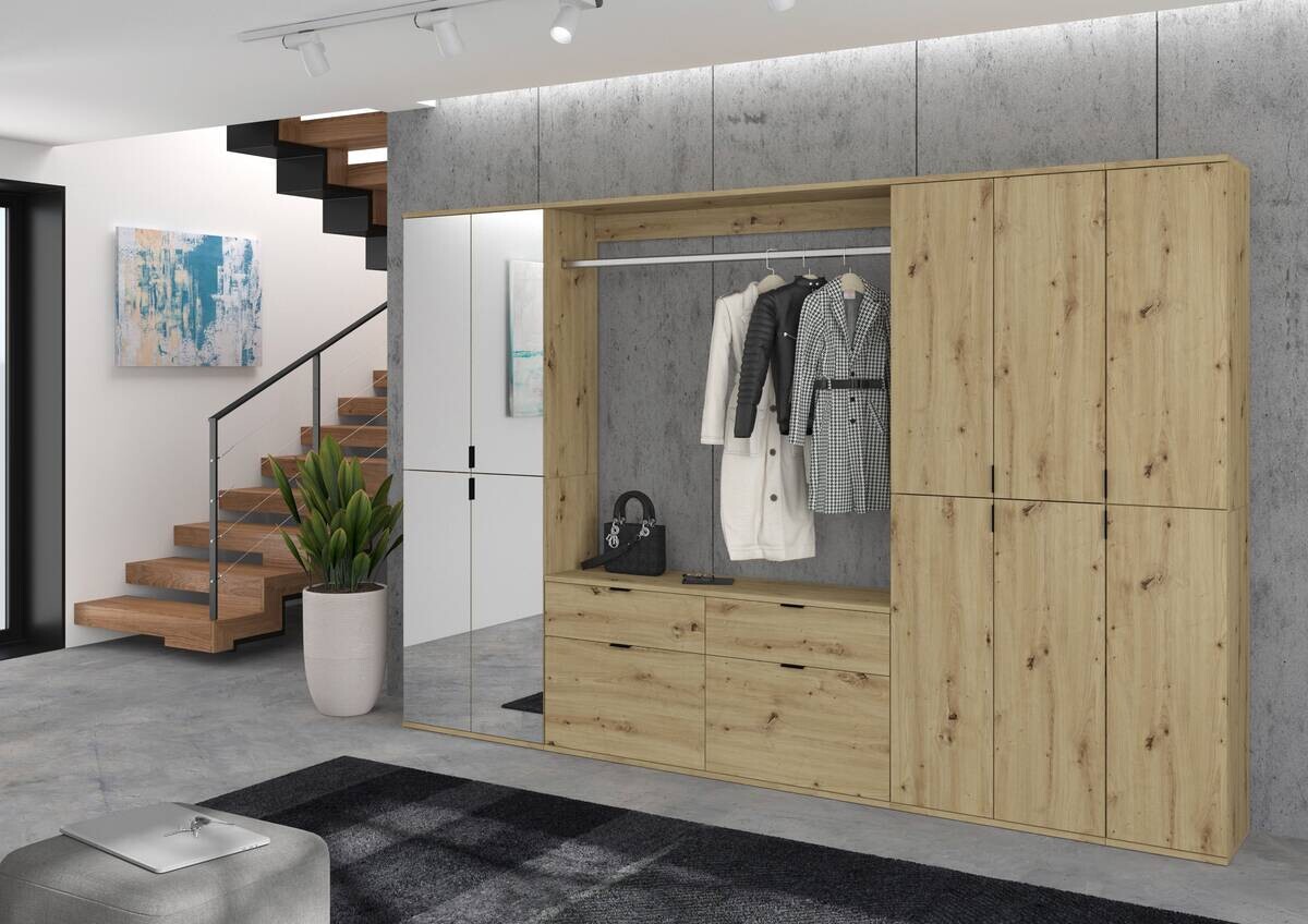 Garderobe PROJEKT Eiche Artisan Nachbildung Spiegel B/H/T: ca. 273x193x34 cm