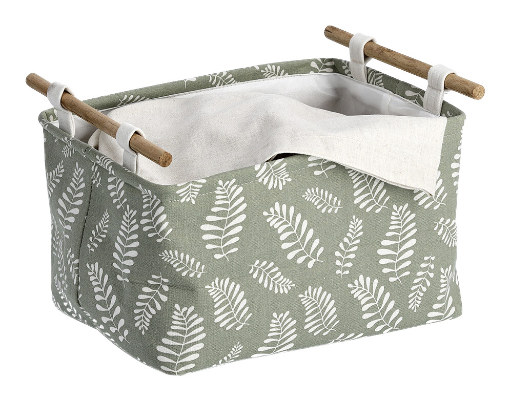 Zeller Aufbewahrungskorb Leaves grün Baumwolle B/H/L: ca. 27x20,5x35 cm