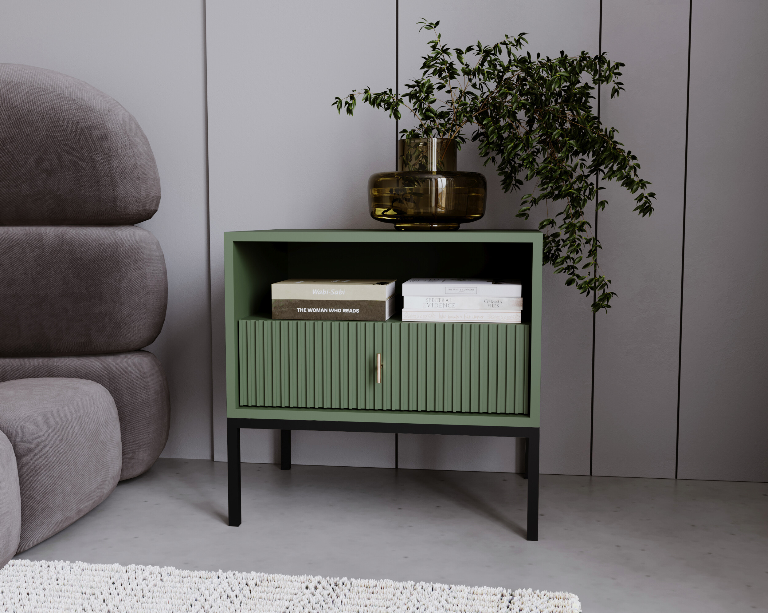 Nachtkonsole MAGGIORE grün B/H/T: ca. 53,9x52,4x39 cm