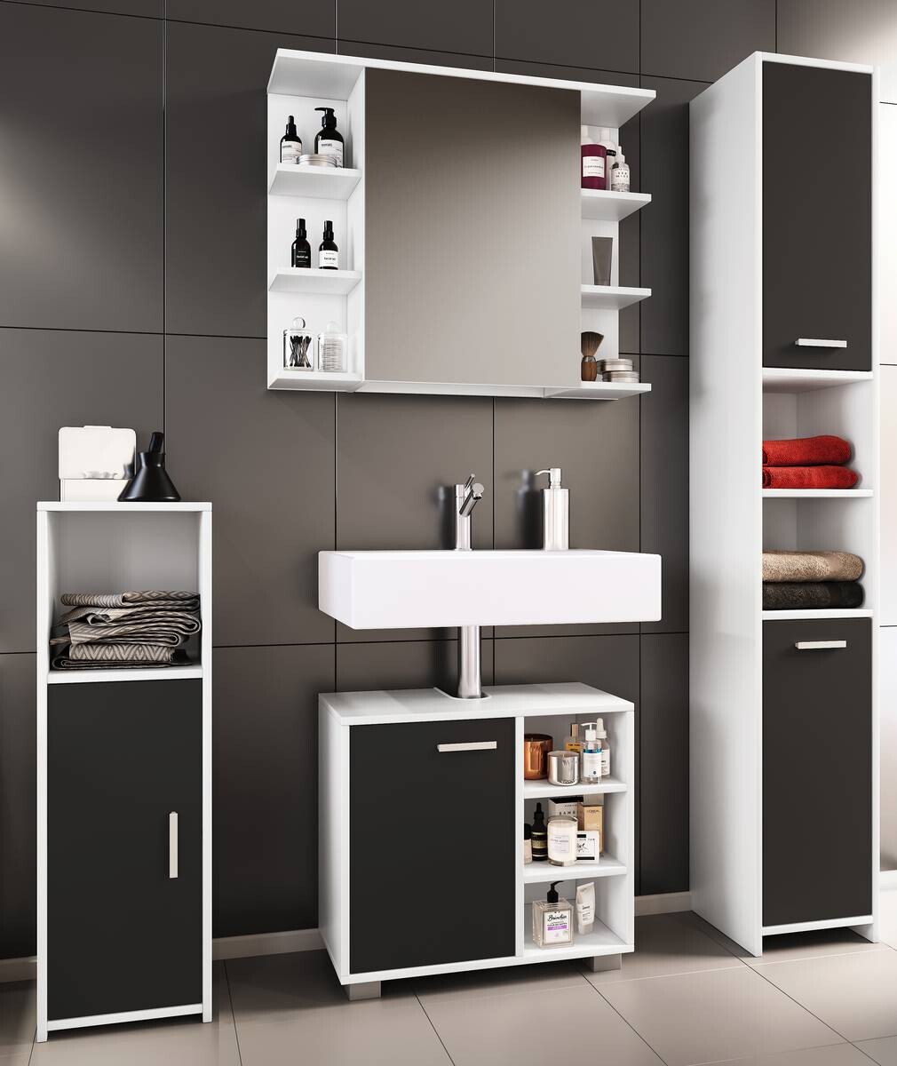 Badezimmer-Set Zalo weiß schwarz