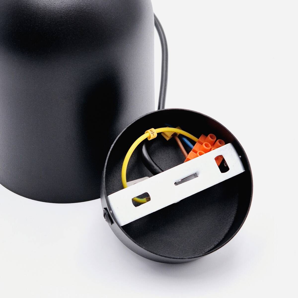 Lamkur Hängeleuchte schwarz Eiche Stahl Holz B/H/L: ca. 11x102x11 cm E27 1 Brennstellen