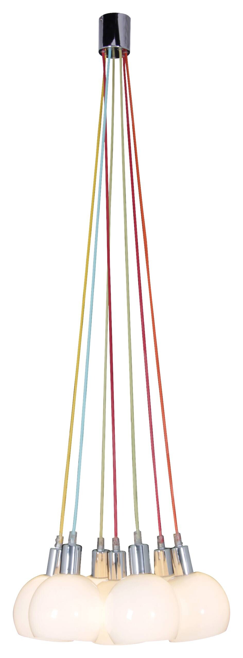 Näve Leuchten Pendelleuchte 7036023 weiß Metall Glas B/H/T: ca. 16x120x16 cm E14 7 Brennstellen