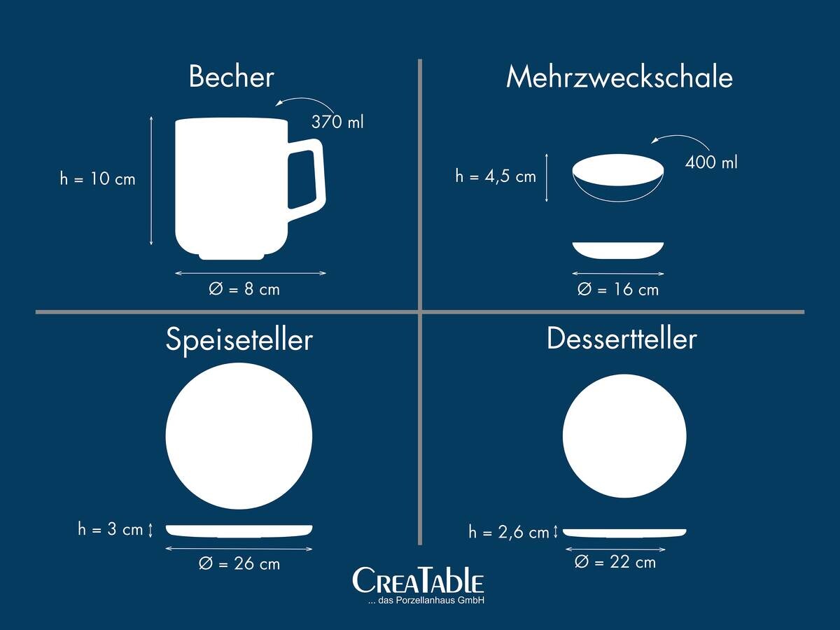 CreaTable Kombiservice Uno Nordic bunt Steinzeug 16 tlg.