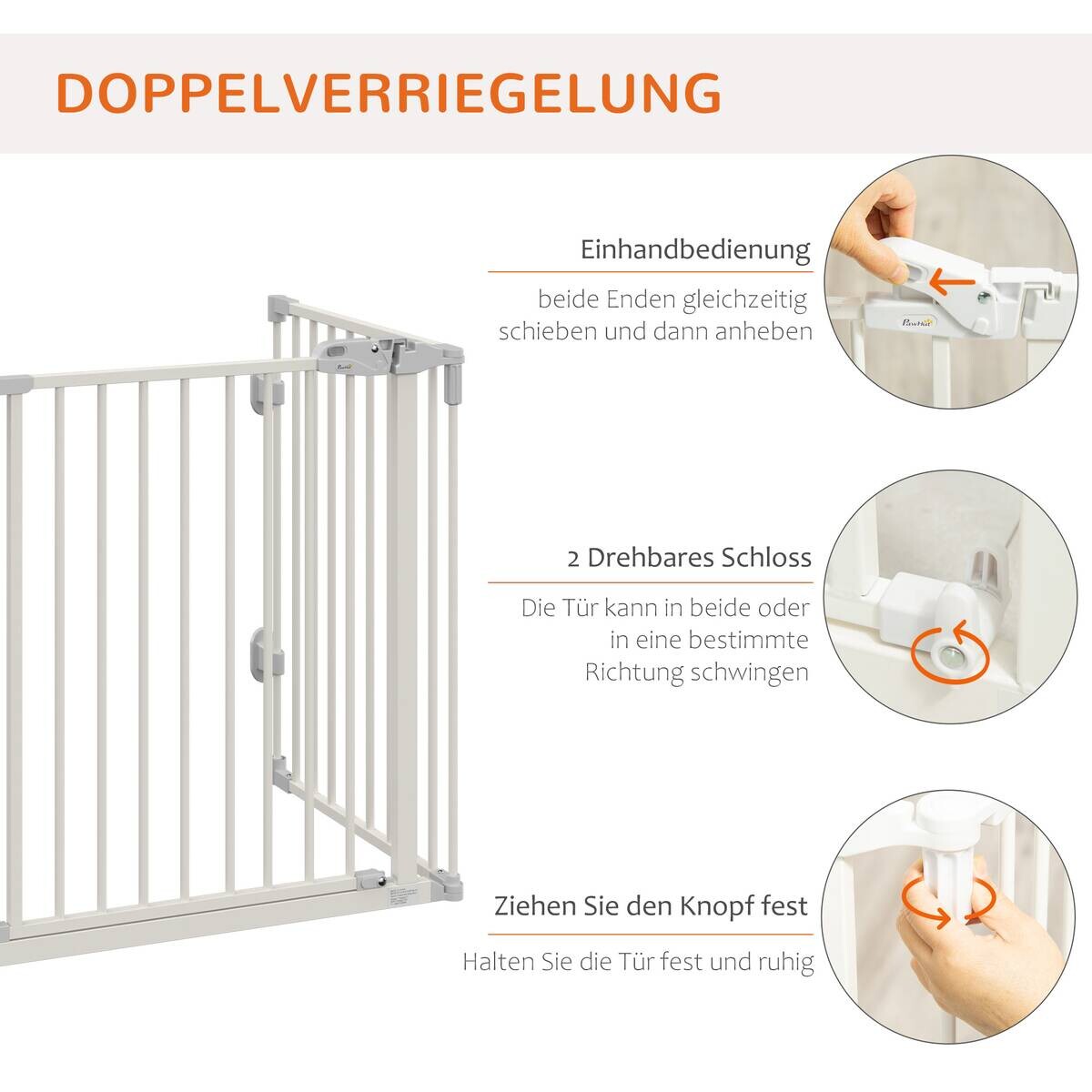 PawHut Hunde-Schutzgitter weiß Edelstahl B/H/L: ca. 2x202,5x76 cm