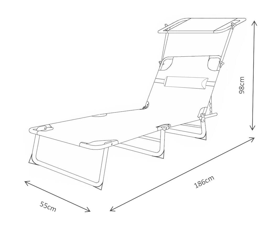 VCM Sonnenliege Bindox creme Textilene B/H/L: ca. 55x24x185 cm