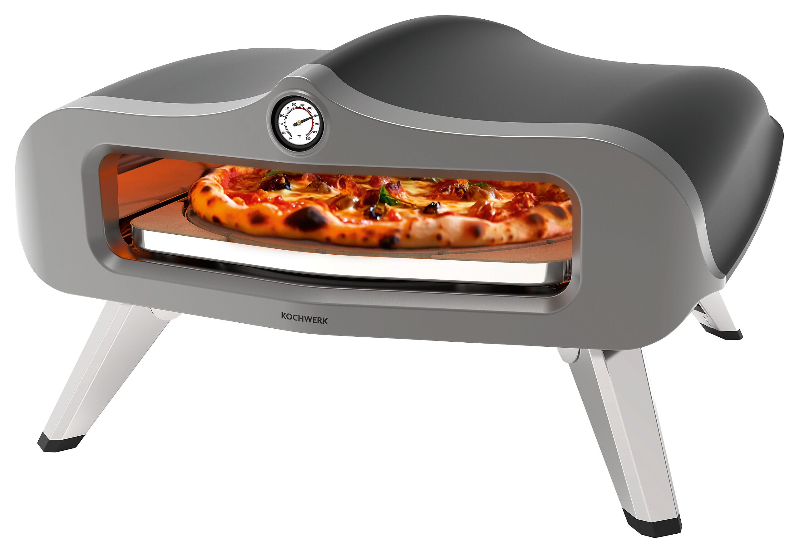 Rachs KOCHWERK Gas-Pizzaofen silber Edelstahl B/H/L/D: ca. 61,5x32x70,5x55 cm