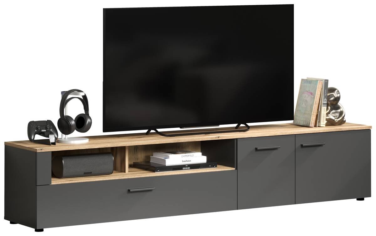 TV-Lowboard Esteban anthrazit Eiche Evoke Coast Nachbildung B/H/T: ca. 210x43x41 cm