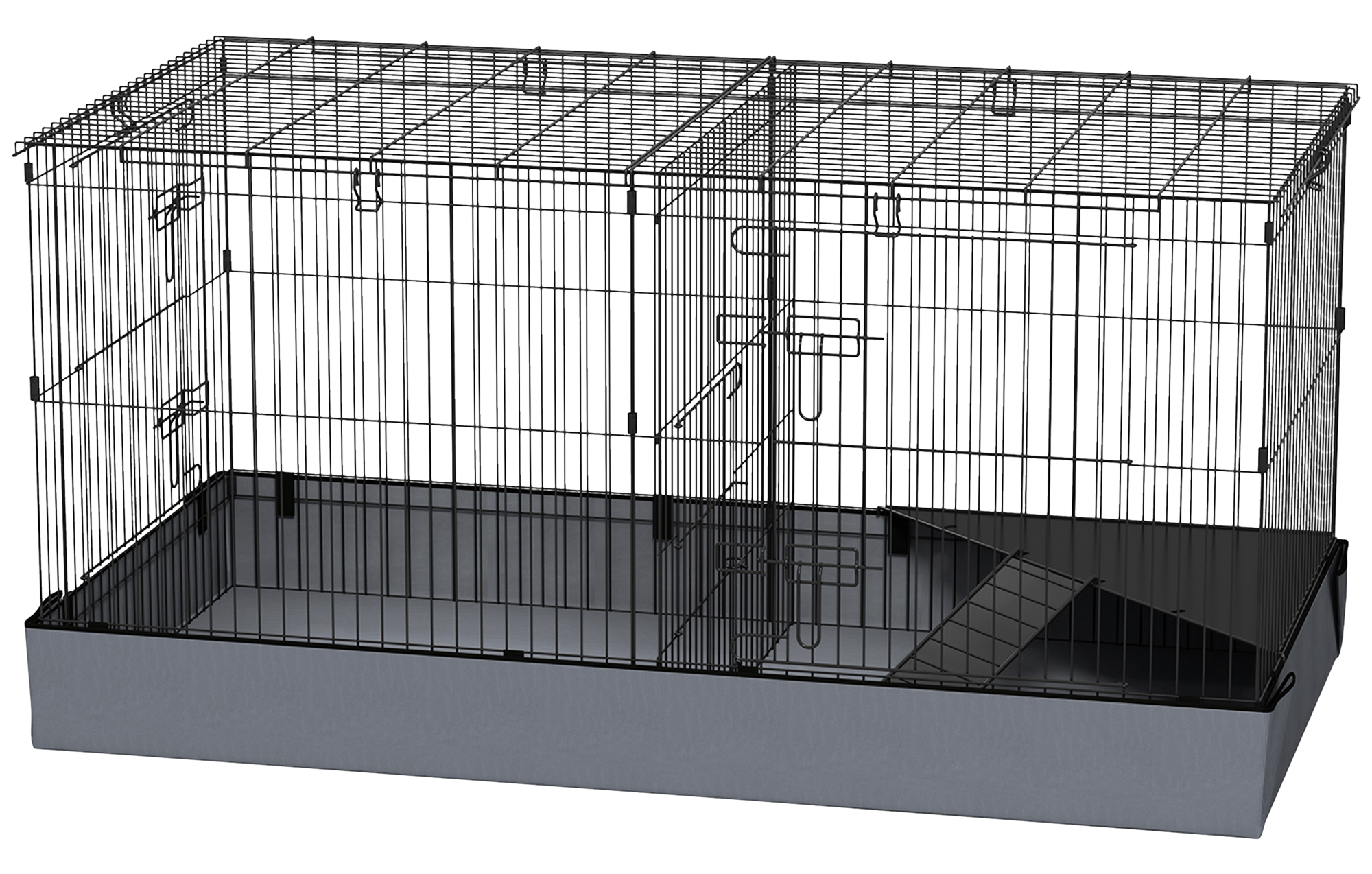 PawHut Kleintierkäfig schwarz Stahl B/H/L: ca. 61x61x121 cm