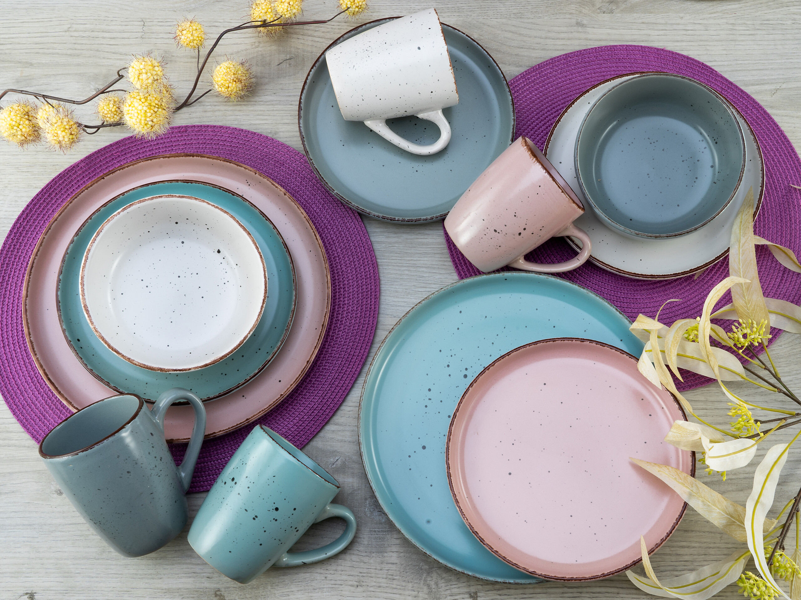 CreaTable Kombiservice Modern Fashion multicolor Steinzeug 16 tlg.