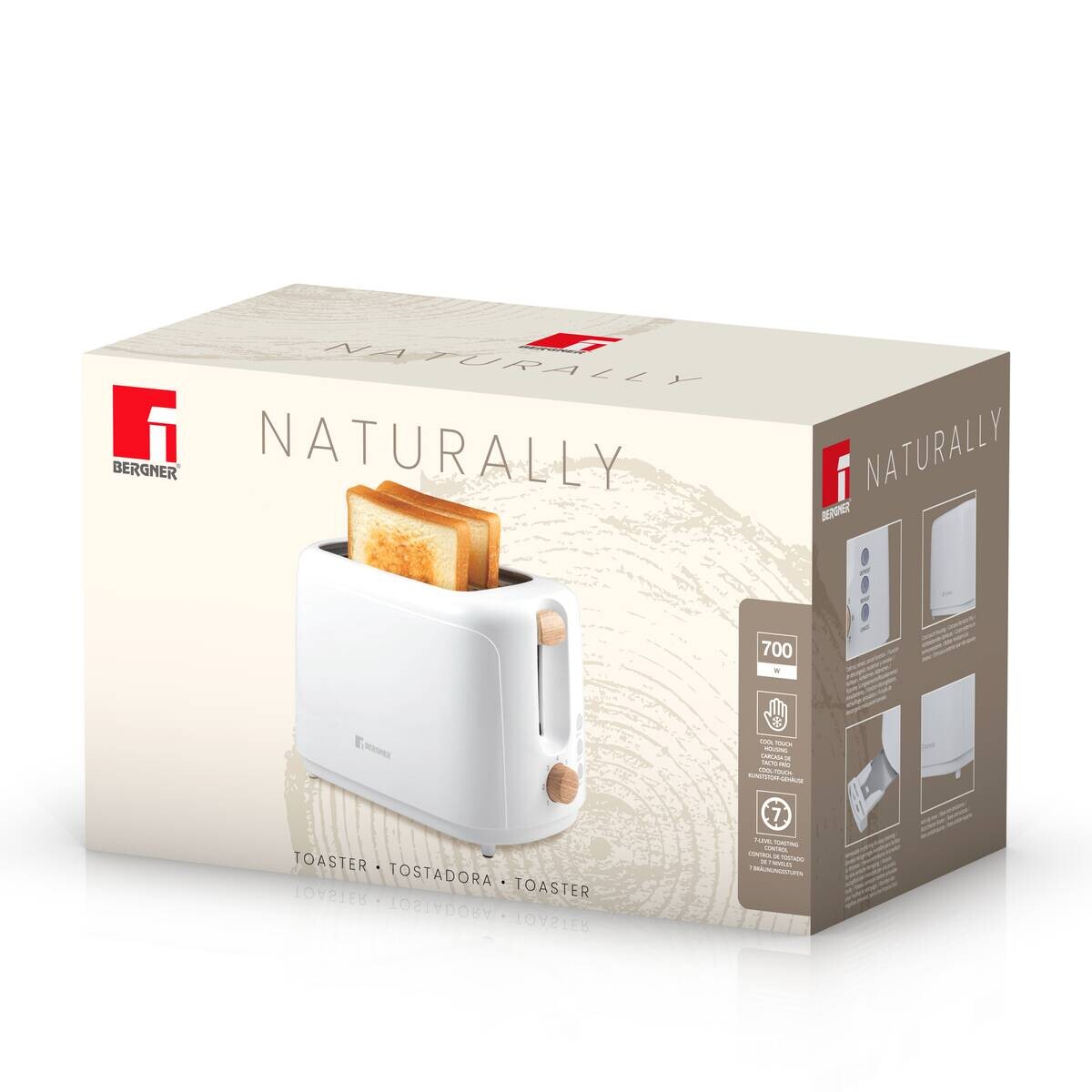 BERGNER Toaster weiß Kunststoff B/H/L: ca. 16x18,5x29,5 cm